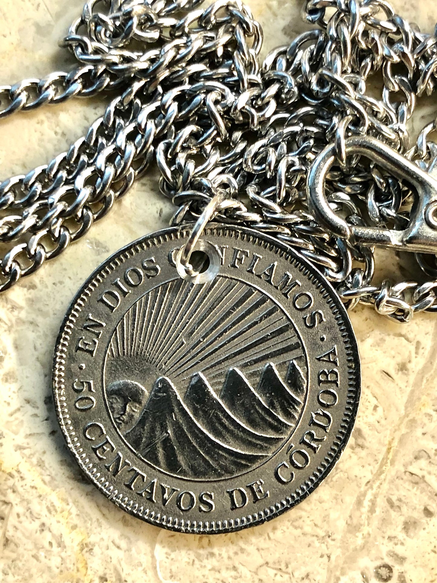 Nicaragua Coin 50 Centavos Necklace Pendant Nicaraguan Coin Vintage Custom Made Rare coins - Coin Enthusiast - Handmade - Fashion