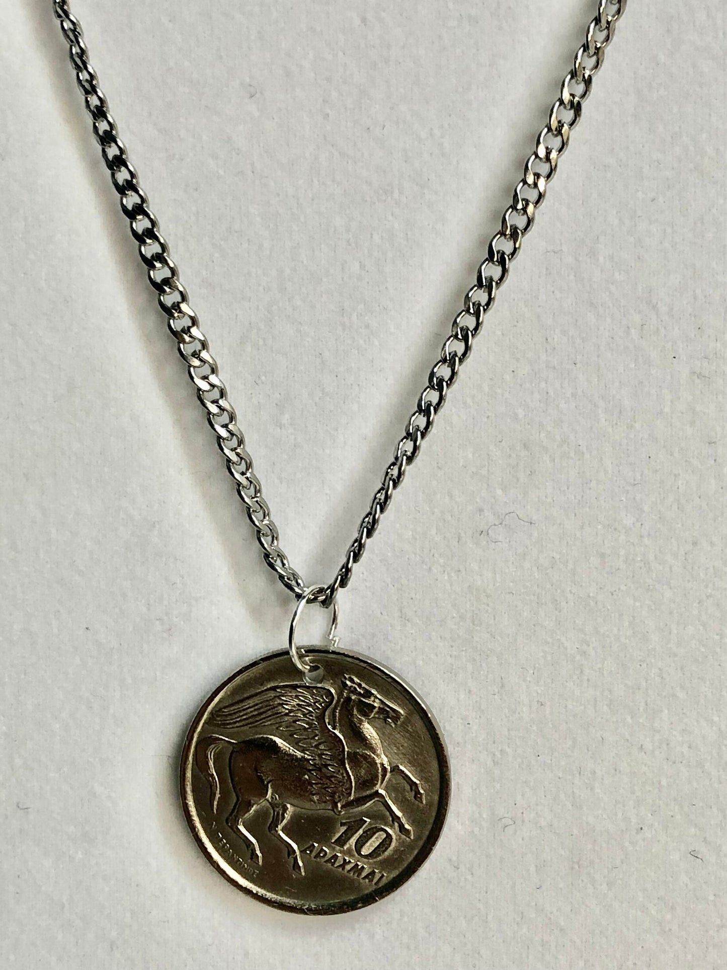 Greek Coin Necklace 10 Apaxmai Greece Pendant Coin Vintage Custom Made Rare Coins Coin Enthusiast Handmade Fashion Accessory