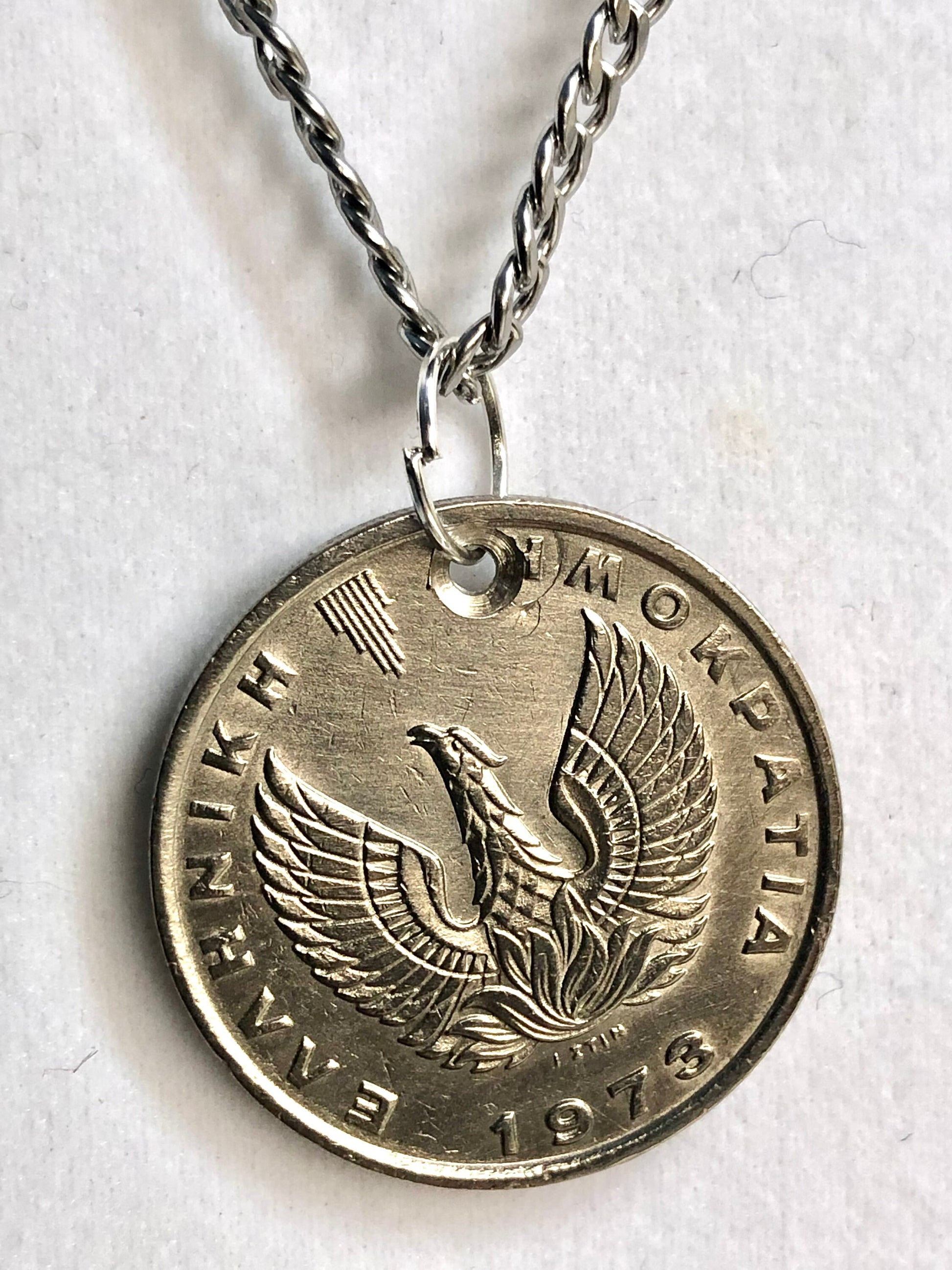 Greek Coin Necklace 10 Apaxmai Greece Pendant Coin Vintage Custom Made Rare Coins Coin Enthusiast Handmade Fashion Accessory