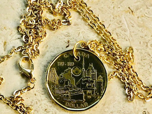 Canada Coin Necklace 150TH Anniversary Loon Dollar Loonie Custom Vintage Made Rare coins - Coin Enthusiast Fashion Handmade