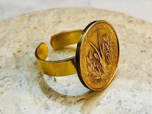 West Africa Coin Ring African Franc Giselle Vintage Adjustable Custom Made Rare Coins Coin Enthusiast Fashion Accessory Handmade