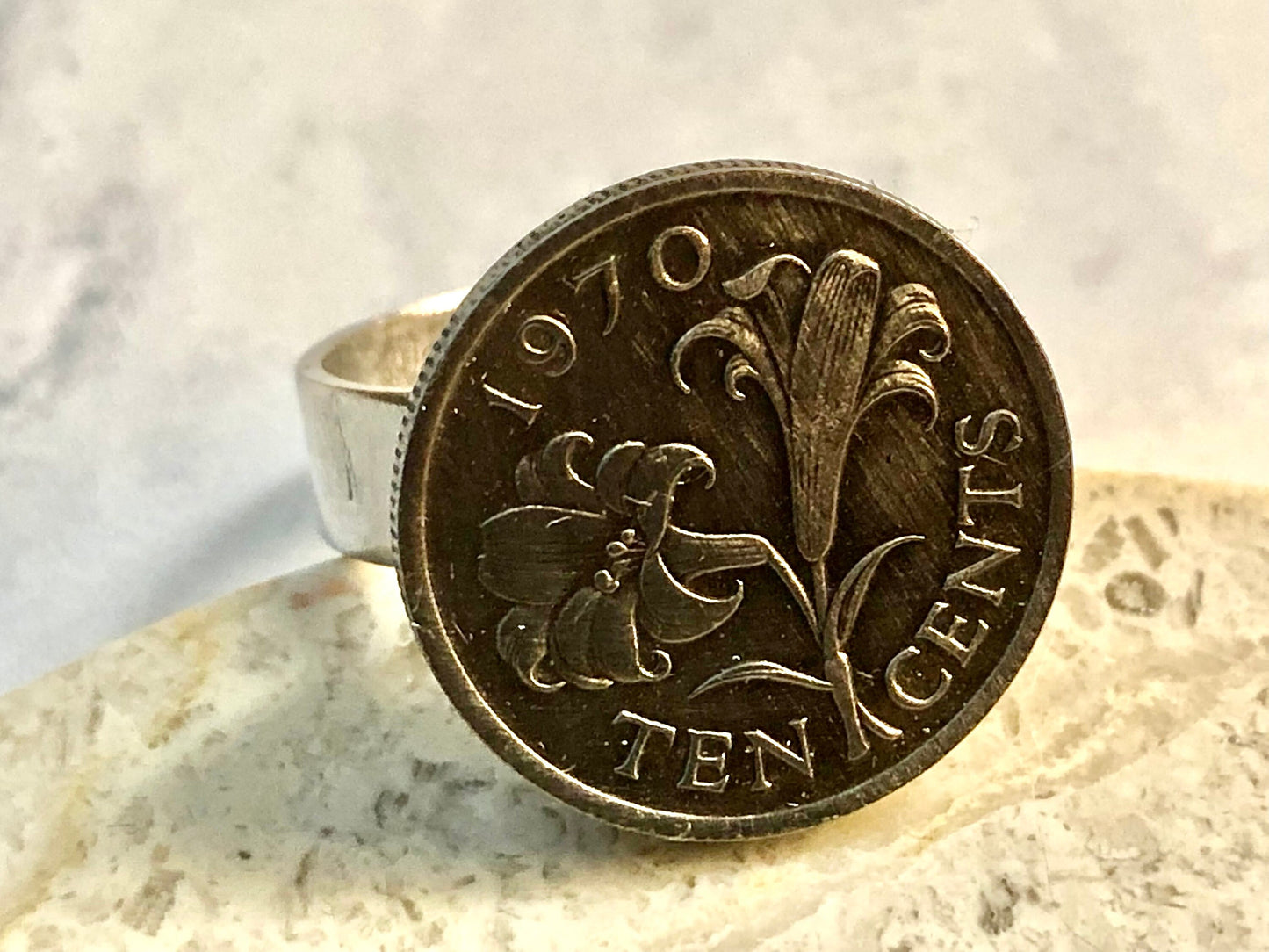 Bermuda Coin Ring Bermy 10 Cents Vintage Adjustable Custom Made Rare Coins Coin Enthusiast Fashion Accessory Handmade