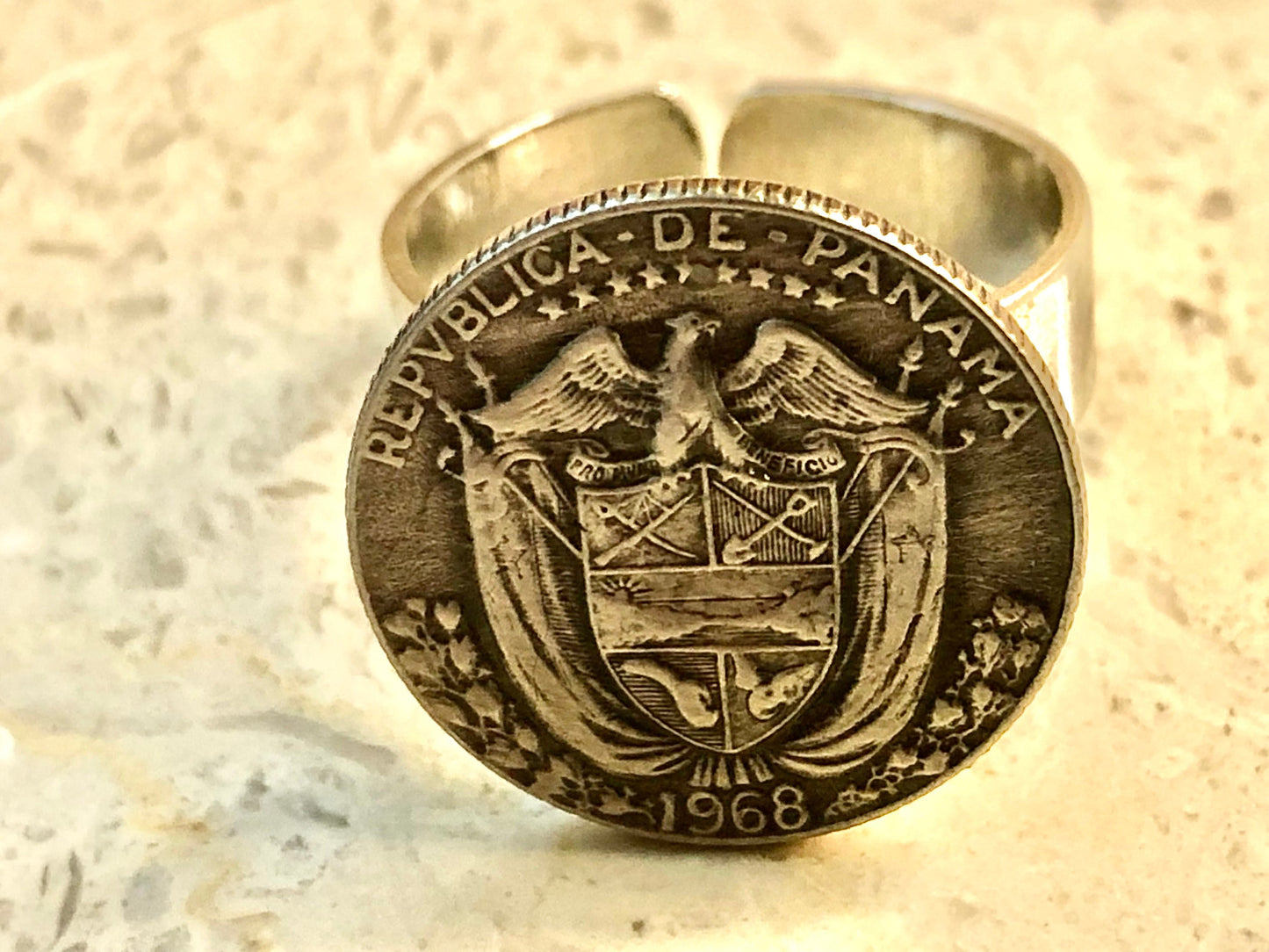 Panama Coin Ring Panamanians Balboa Vintage Adjustable Custom Made Rare Coins Coin Enthusiast Fashion Accessory Handmade