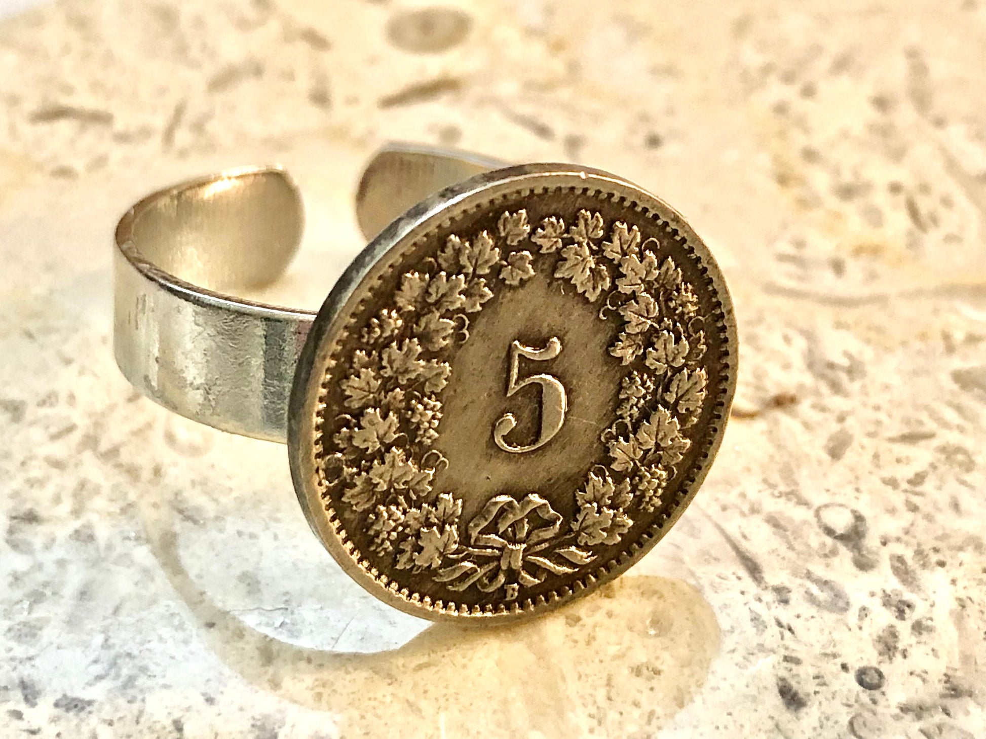 Switzerland Coin Ring Swiss 5 Franc Vintage Adjustable Custom Made Rare Coins Coin Enthusiast Fashion Accessory Handmade