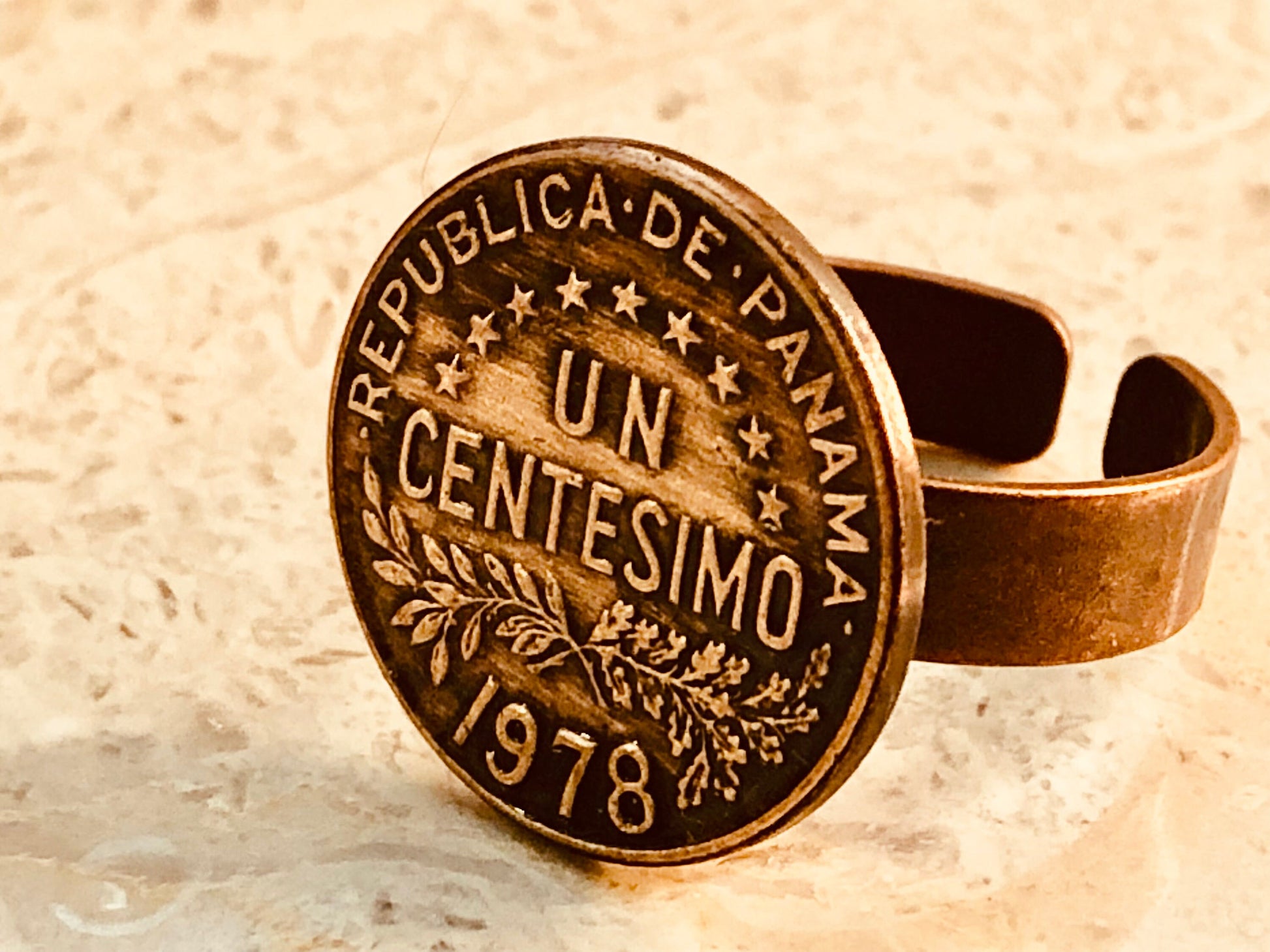 Panama Coin Ring One Centesimo Panamanian One Cent Adjustable Custom Vintage and Rare Coins Coin Enthusiast - Handmade