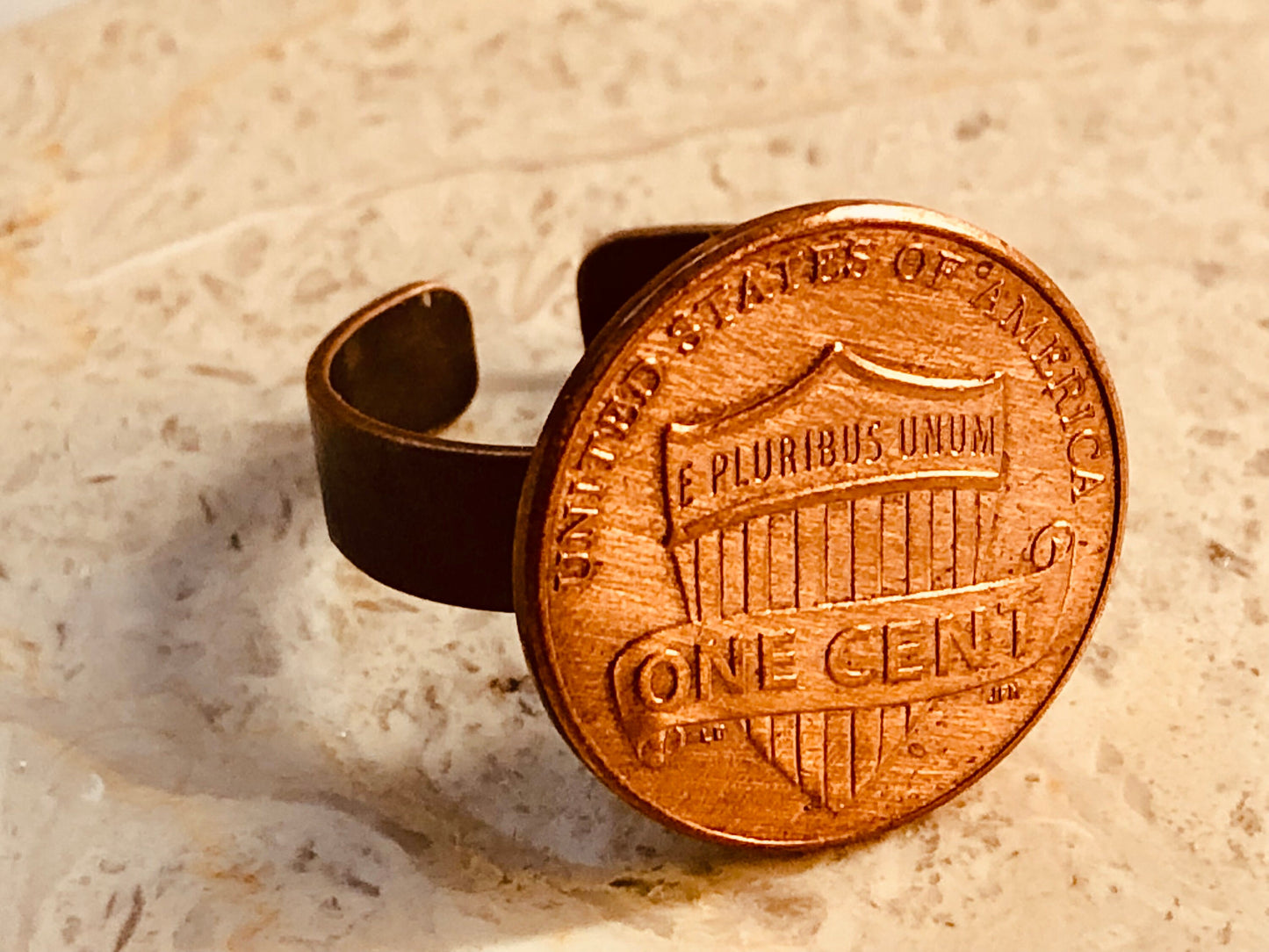 United States Coin Ring USA Lincoln Shield Cent Penny Adjustable Custom Vintage and Rare Coins Coin Enthusiast Fashion Accessory
