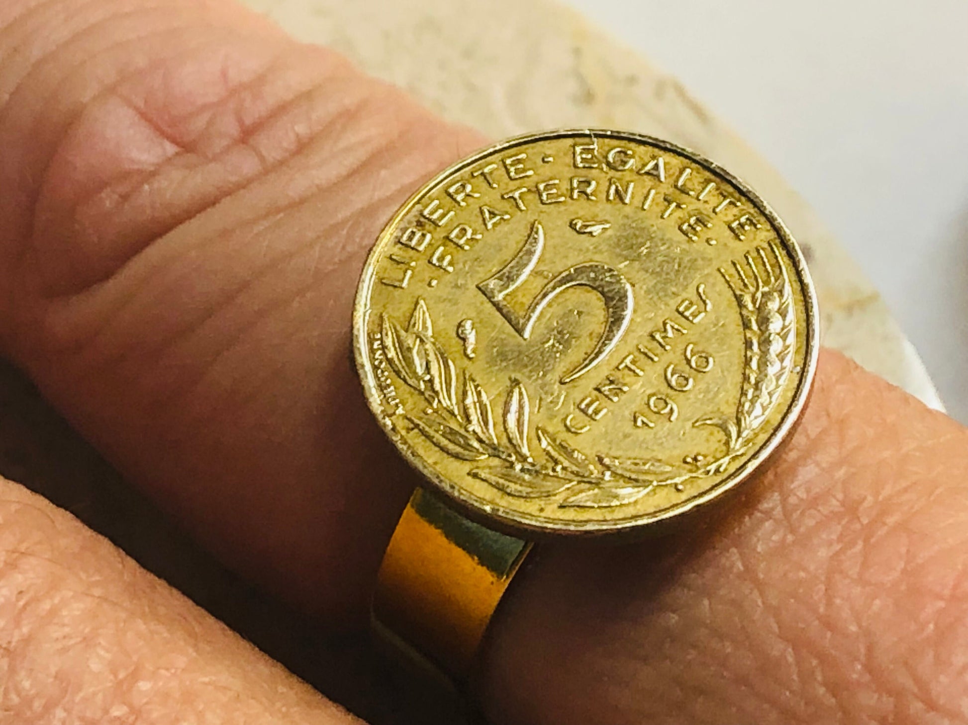France Coin Ring French 5 Centimes Vintage Adjustable Custom Made Rare Coins Coin Enthusiast Fashion Handmade - Choose Your Year