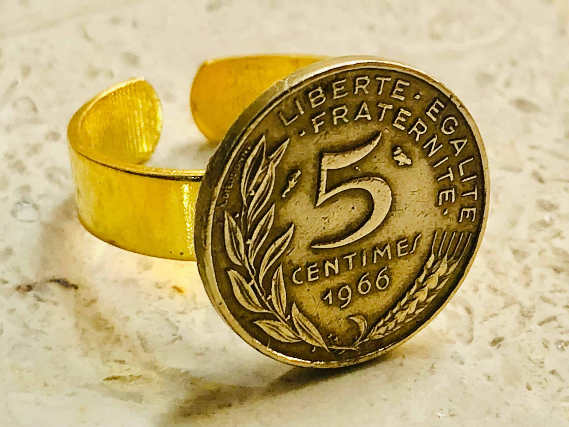 France Coin Ring French 5 Centimes Vintage Adjustable Custom Made Rare Coins Coin Enthusiast Fashion Handmade - Choose Your Year
