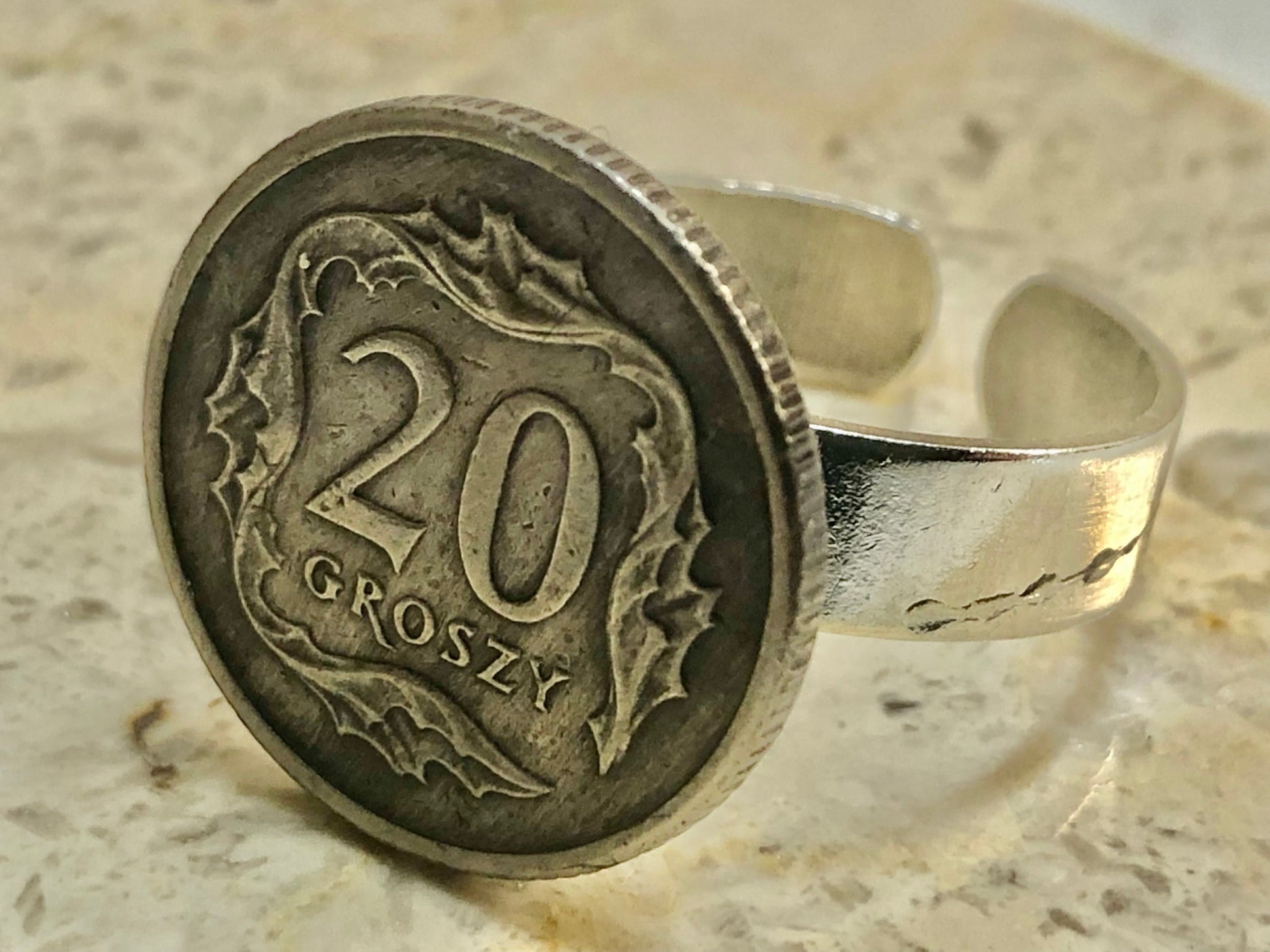 Poland Coin Ring Polish 20 Groszy Vintage Adjustable Custom Made Rare Coins Coin Enthusiast Fashion Accessory Handmade
