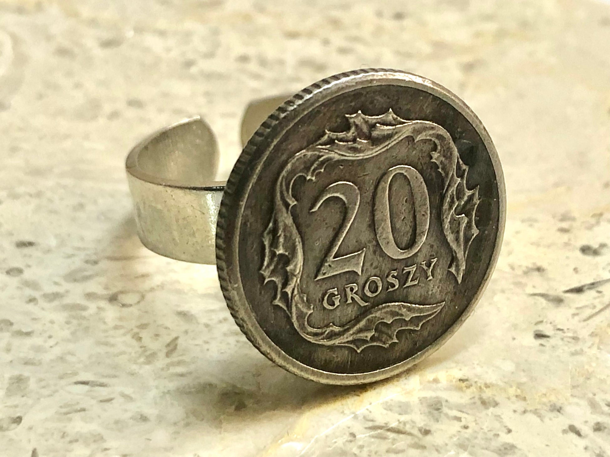 Poland Coin Ring Polish 20 Groszy Vintage Adjustable Custom Made Rare Coins Coin Enthusiast Fashion Accessory Handmade