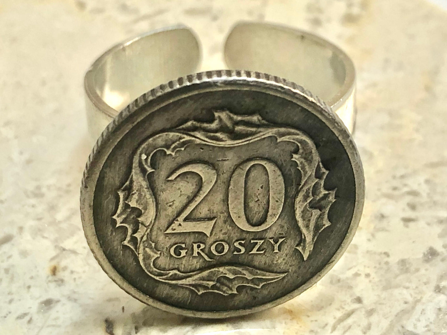 Poland Coin Ring Polish 20 Groszy Vintage Adjustable Custom Made Rare Coins Coin Enthusiast Fashion Accessory Handmade