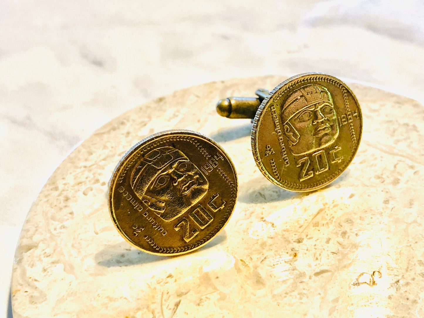 Mexico Coin Cufflinks 20 Cent Mexican Rare Coins Personal Cufflinks Old Handmade Jewelry Gift Friend Charm For Him Her World Coin Collector