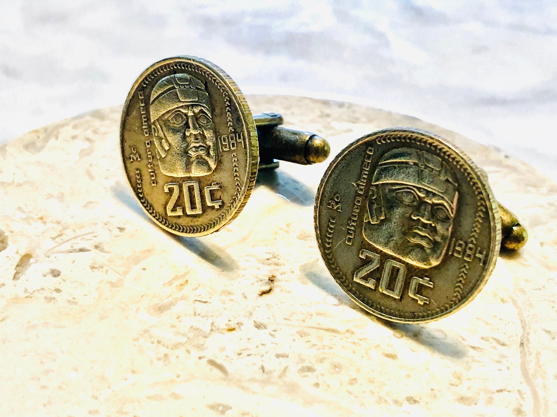 Mexico Coin Cufflinks 20 Cent Mexican Rare Coins Personal Cufflinks Old Handmade Jewelry Gift Friend Charm For Him Her World Coin Collector