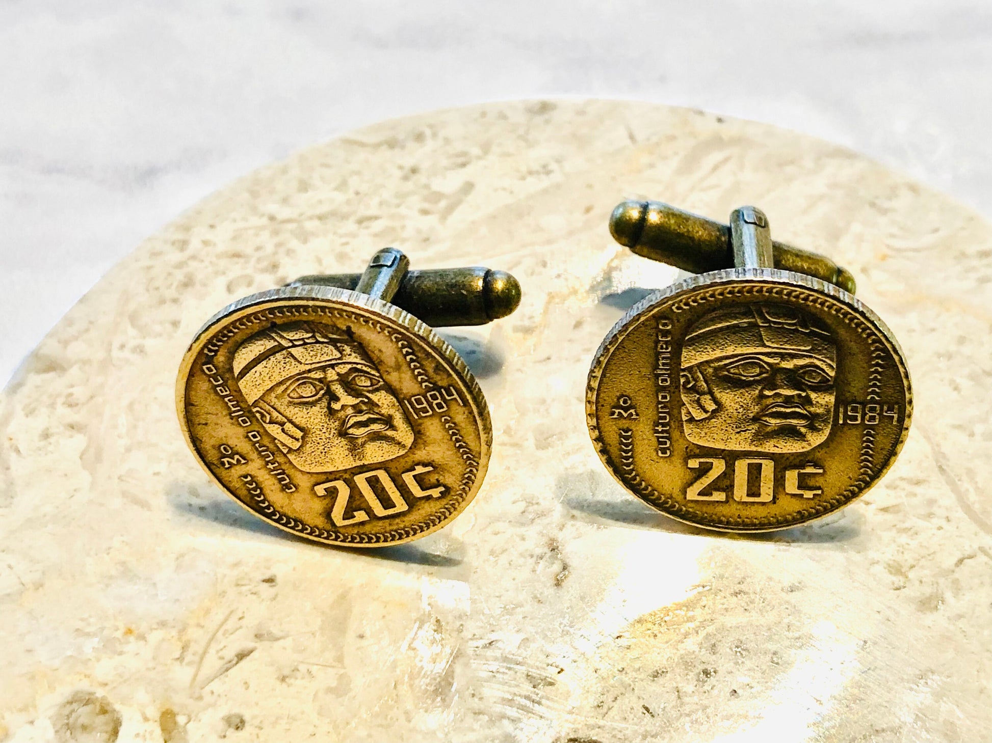 Mexico Coin Cufflinks 20 Cent Mexican Rare Coins Personal Cufflinks Old Handmade Jewelry Gift Friend Charm For Him Her World Coin Collector