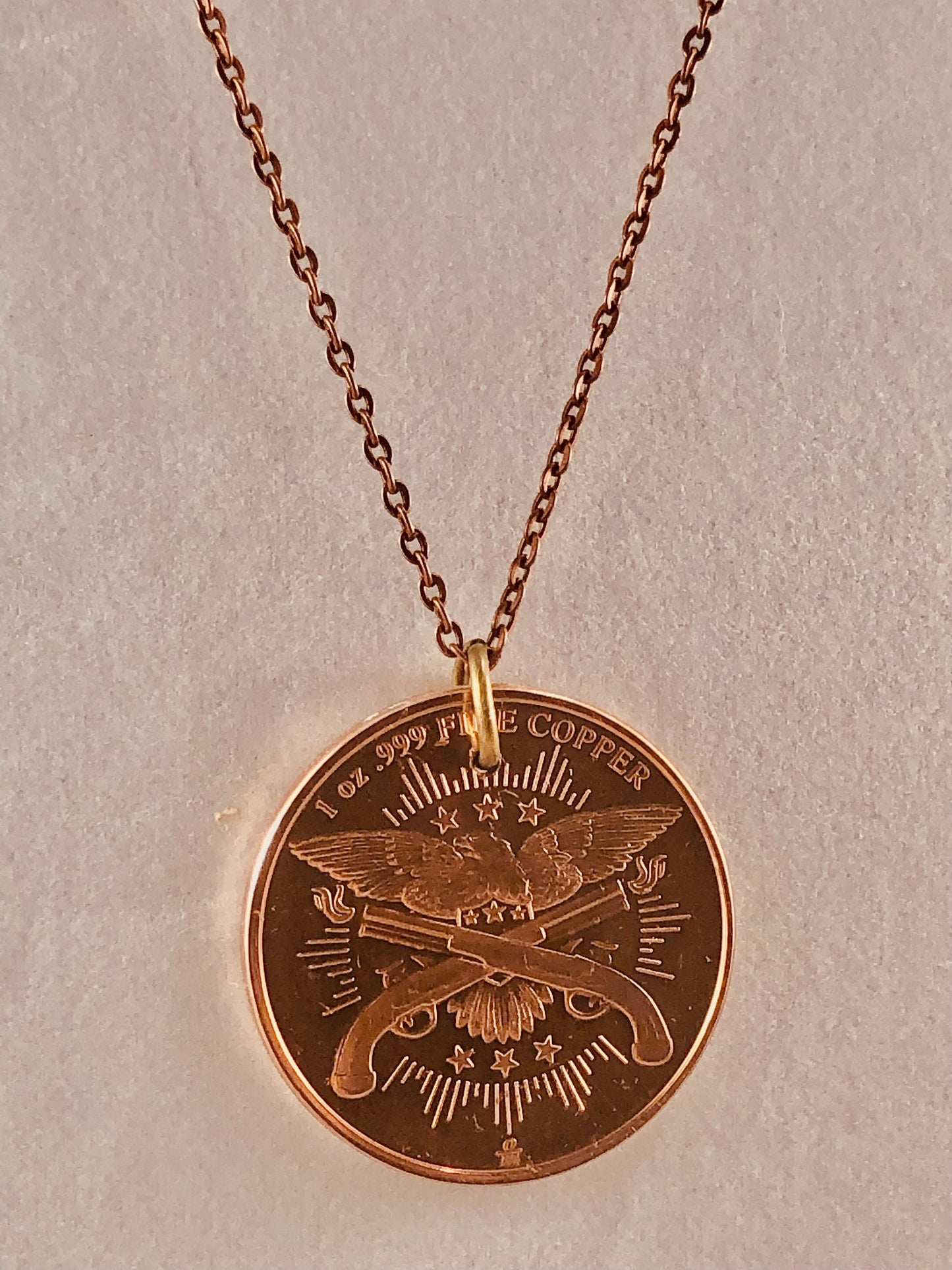 United States Coin Necklace One Ounce Pure Copper USA Pendant Vintage Custom Made Rare Coins Coin Enthusiast Fashion Handmade
