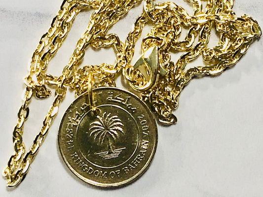 Bahrain Coin Necklace 5 Fils Coin Pendant Necklace Personal Old Vintage Handmade Jewelry Gift Friend Charm For Him Her World Coin Collector