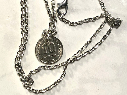 Indonesia Coin Necklace 10 Rupiah Coin Pendant Vintage Custom Made Rare coins - Coin Enthusiast Fashion Accessory