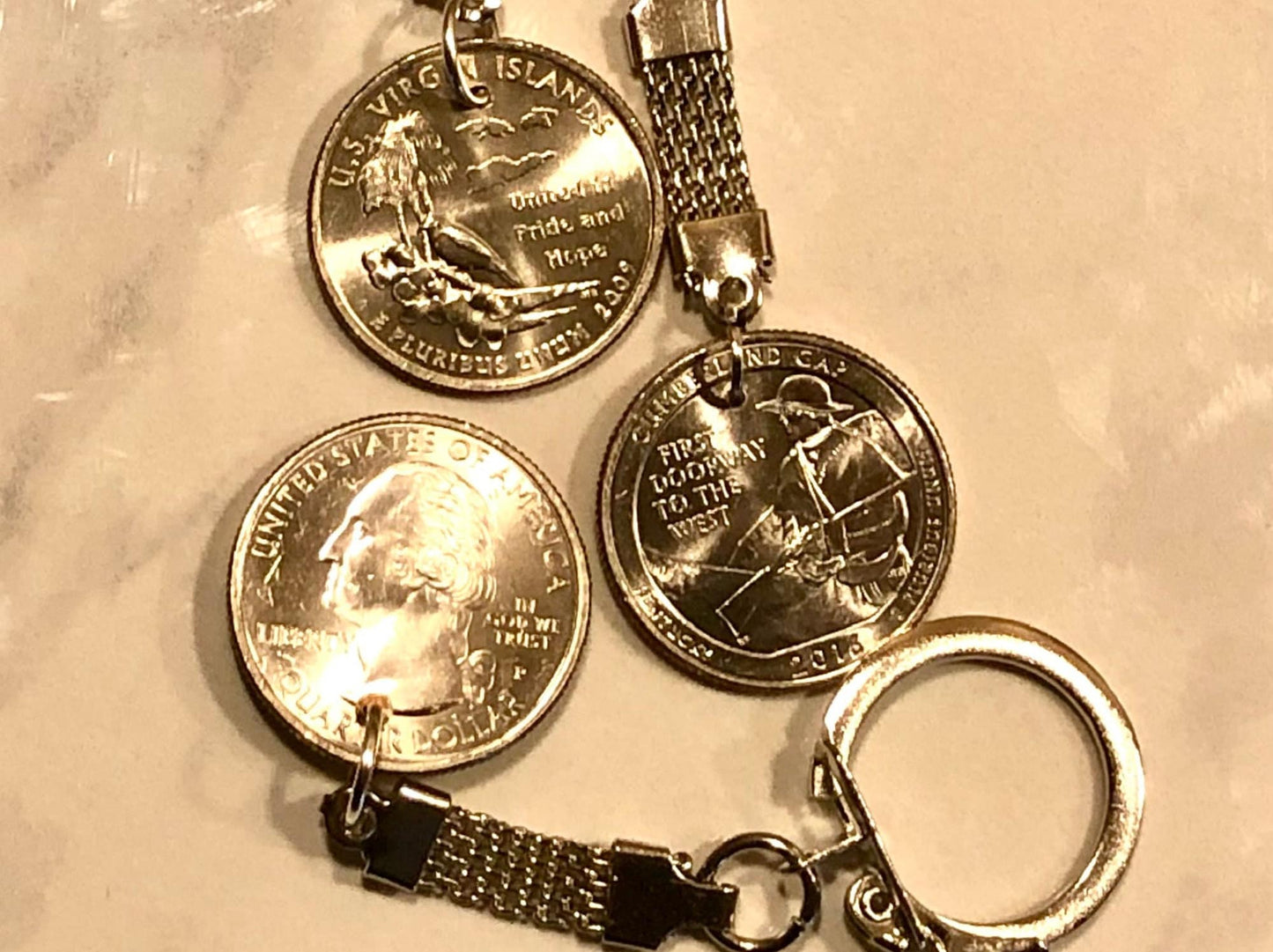 Parks Quarter Keychain United States America USA Coin Custom Made Charm Gift For Friend Coin Charm Gift For Him, Coin Collector, World Coins