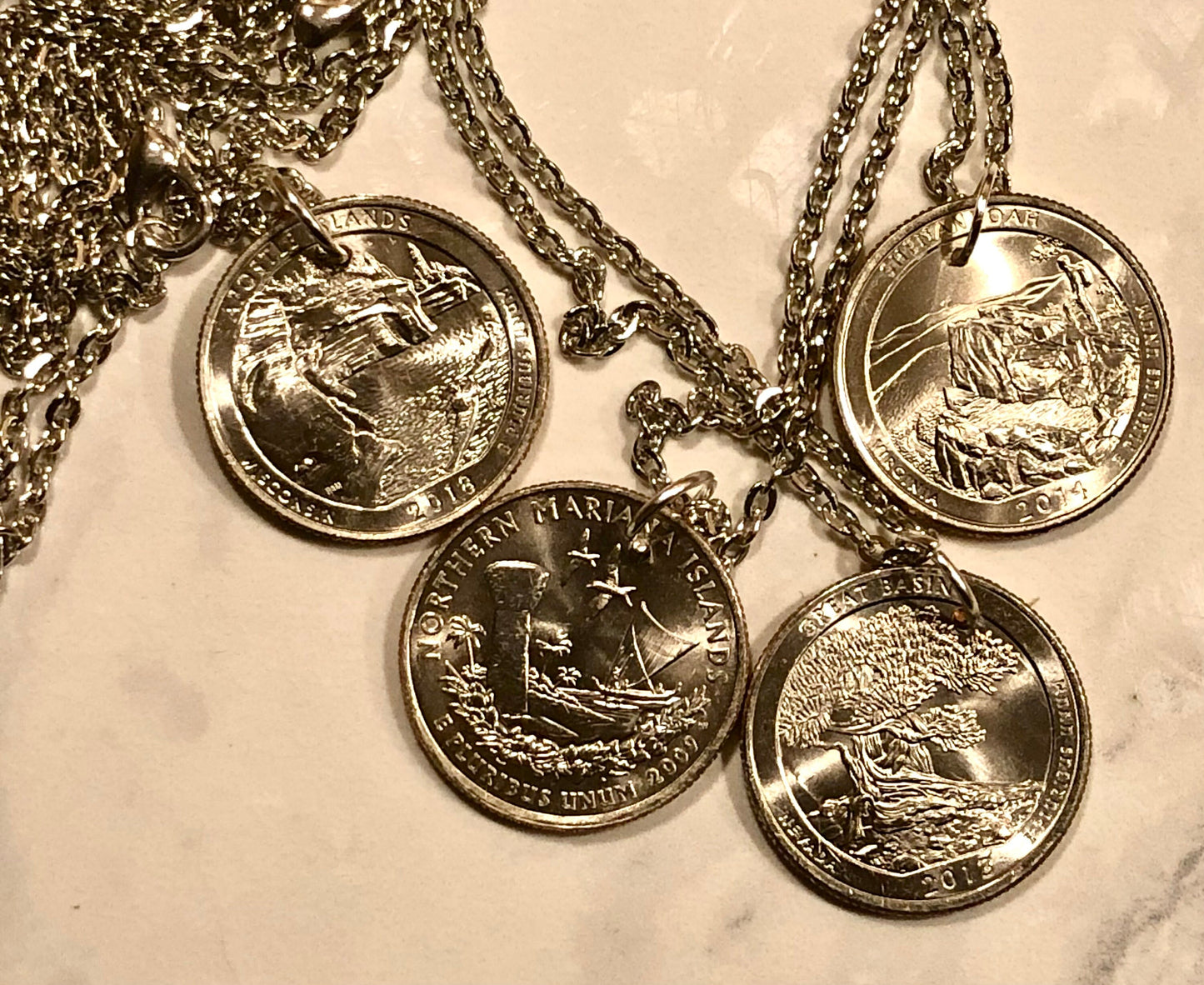 Parks Quarter Pendant United States America USA Coin Necklace Custom Charm Gift For Friend Charm Gift For Him, Coin Collector, World Coins