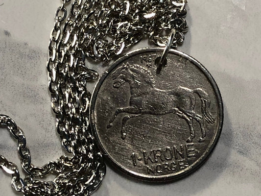 Norway Coin Necklace Pendant Norwegian 1 Krone Vintage Custom Made Rare coins - Coin Enthusiast - Handmade Fashion Accessory