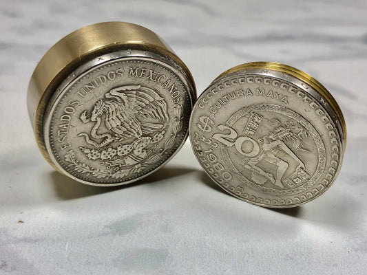 Mexico Coin Pillbox Mexican 20 Peso Vintage Vitamin Antique Stash Snuff Box, Tobacco Box, Keepsake, Men's Gift Jewelry World Coin Collector