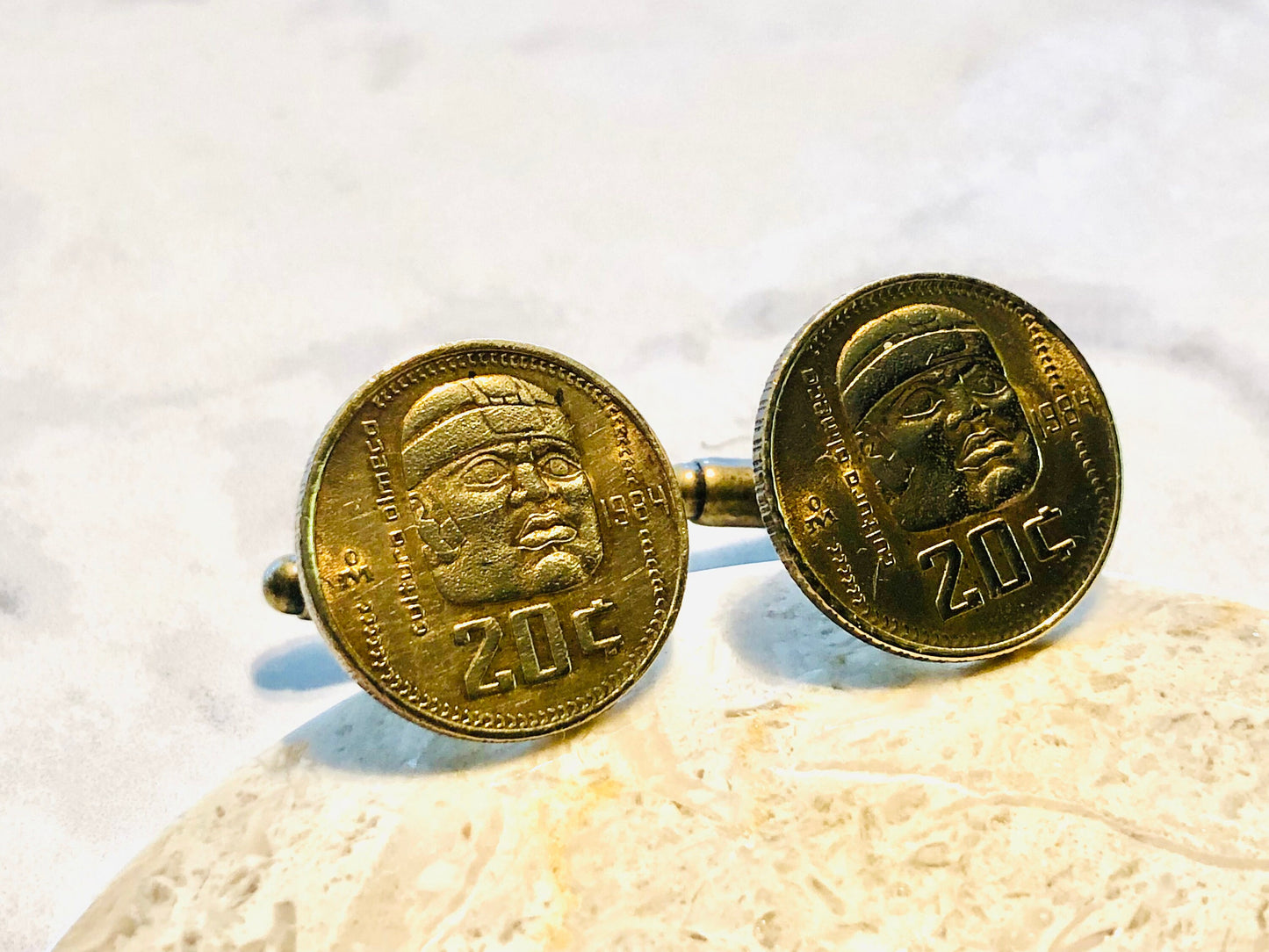 Mexico Coin Cufflinks 20 Cent Mexican Rare Coins Personal Cufflinks Old Handmade Jewelry Gift Friend Charm For Him Her World Coin Collector