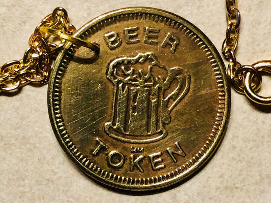 Beer Token Coin Necklace Pendant Vintage Rare Coins Coin Enthusiast Fashion Accessory Handmade