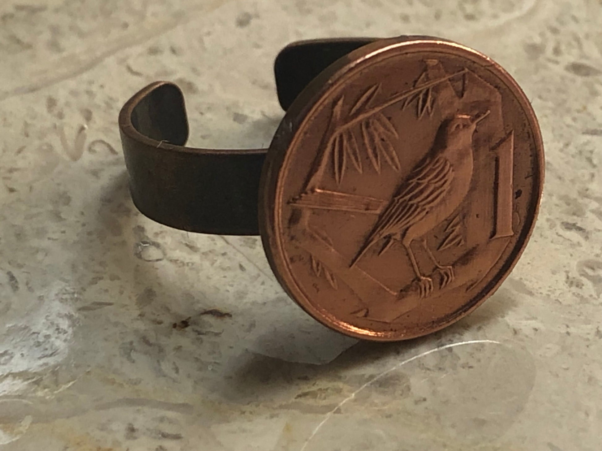 Cayman Island Coin Ring 1 Cent Adjustable Custom Vintage and Rare Coins Coin Enthusiast Fashion Accessory - Handmade