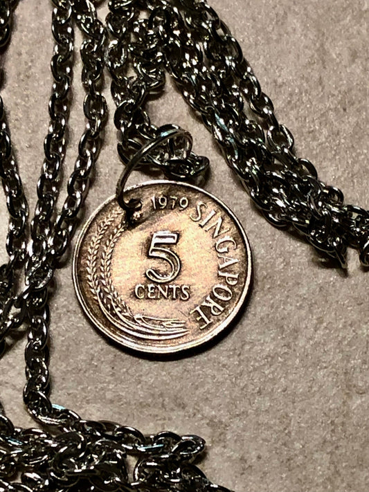 Singapore Hong Kong 5 Cent Coin Pendant Necklace Custom Rare coins - Vintage - Coin Enthusiast Fashion Accessory Made