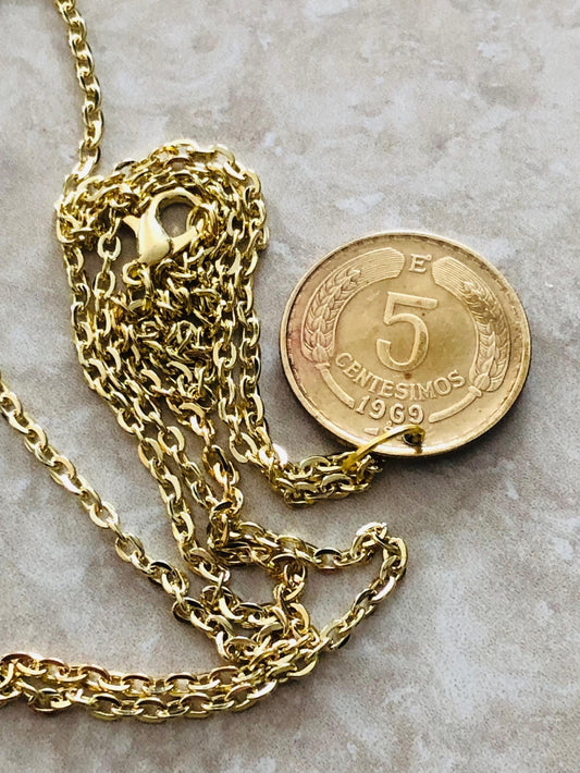 Chili Coin Necklace Challain 5 Centesimos Pendant Vintage Rare Coins Coin Enthusiast Fashion Accessory Handmade