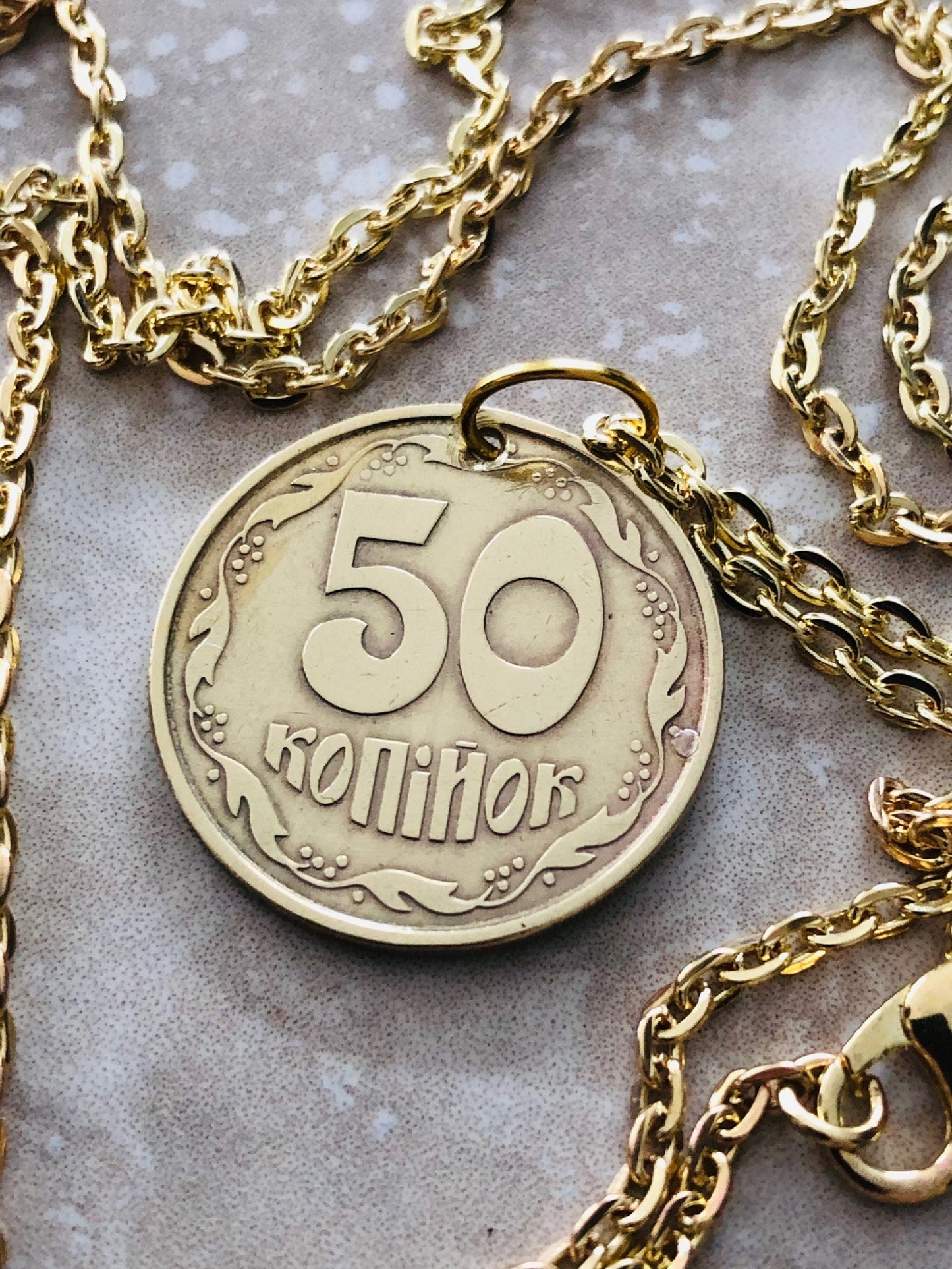 Ukraine Coin Necklace 50 Konihok Ukrainian Coin Pendant Vintage Necklace Custom Made Rare coins - Coin Enthusiast - Fashion Accessory