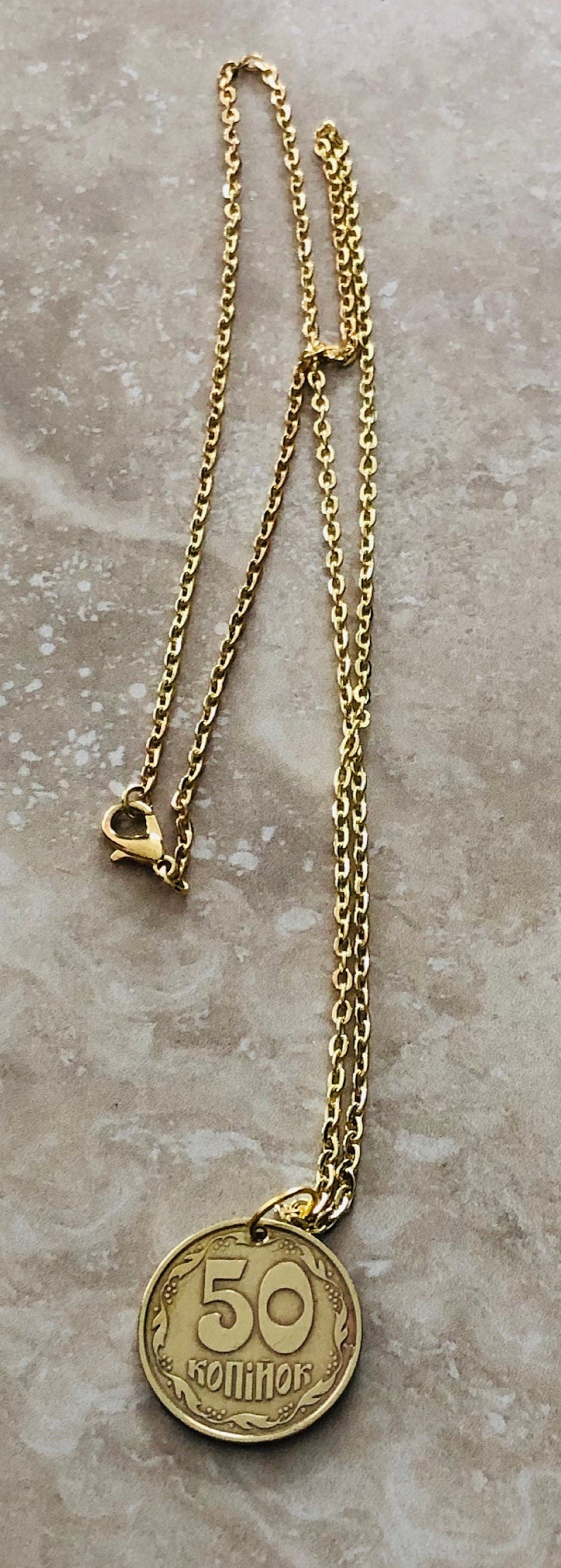 Ukraine Coin Necklace 50 Konihok Ukrainian Coin Pendant Vintage Necklace Custom Made Rare coins - Coin Enthusiast - Fashion Accessory
