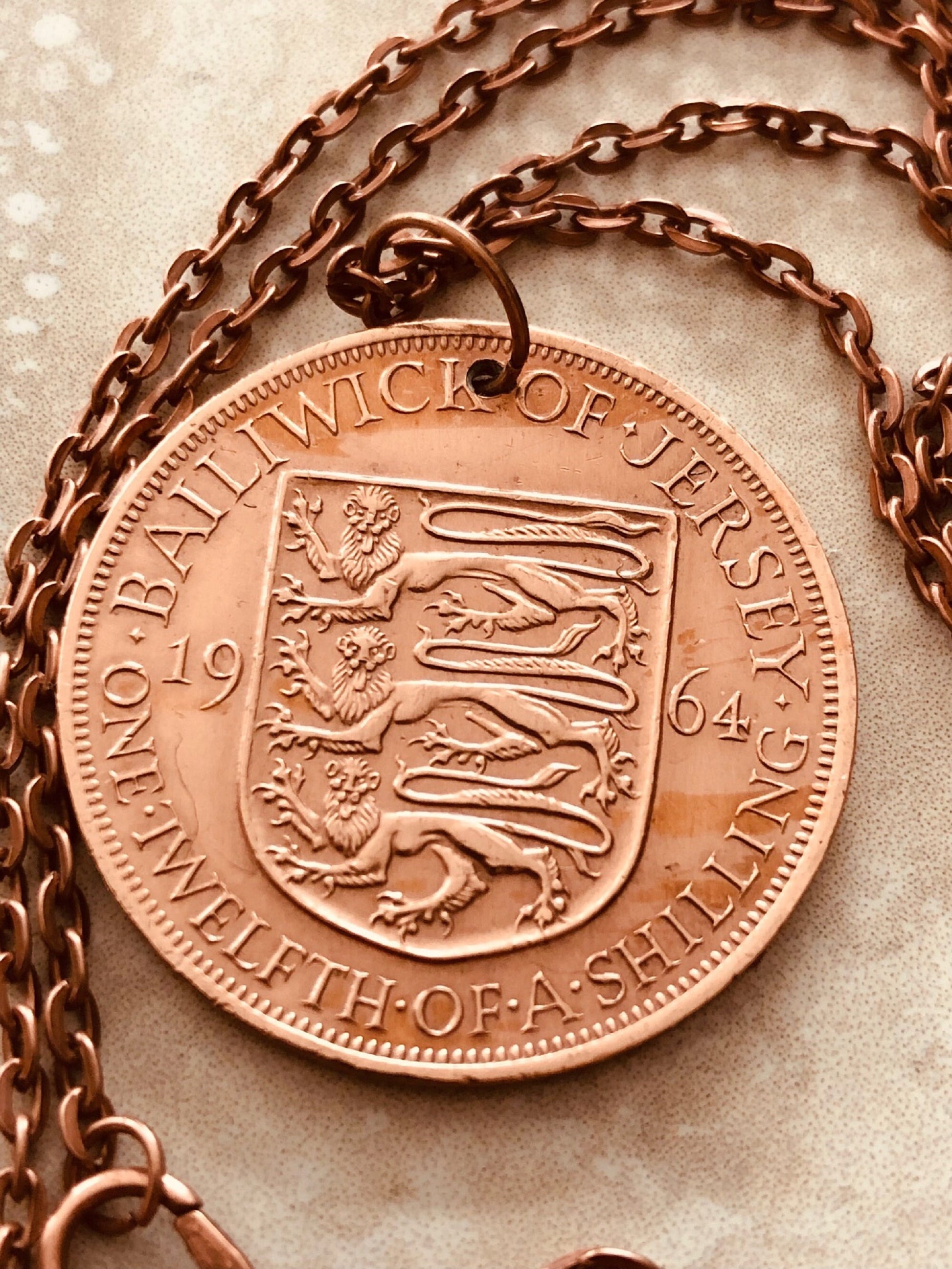 Bailiwick of Jersey Coin Shilling Necklace Pendant Custom Made Vintage and Rare coins - Coin Enthusiast - Fashion Accessory