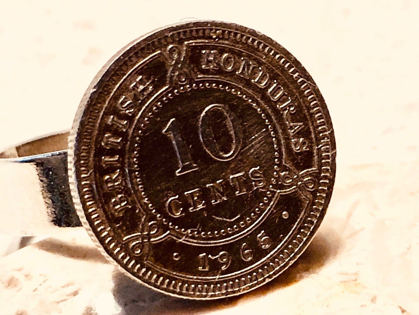 British Honduras Coin Ring 10 Cents Adjustable Vintage Custom Made Rare Coins Coin Enthusiast Fashion Accessory Handmade