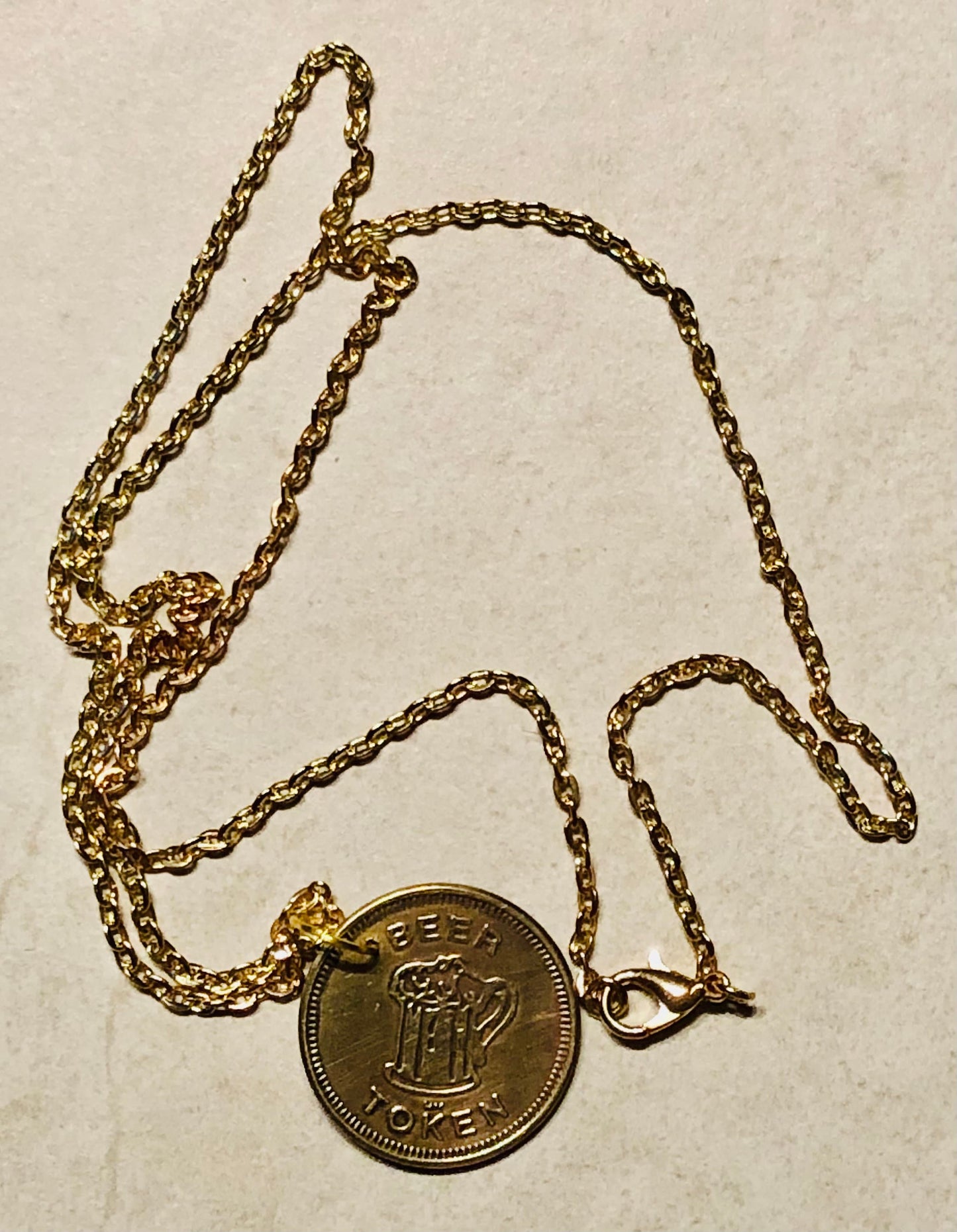 Beer Token Coin Necklace Pendant Vintage Rare Coins Coin Enthusiast Fashion Accessory Handmade