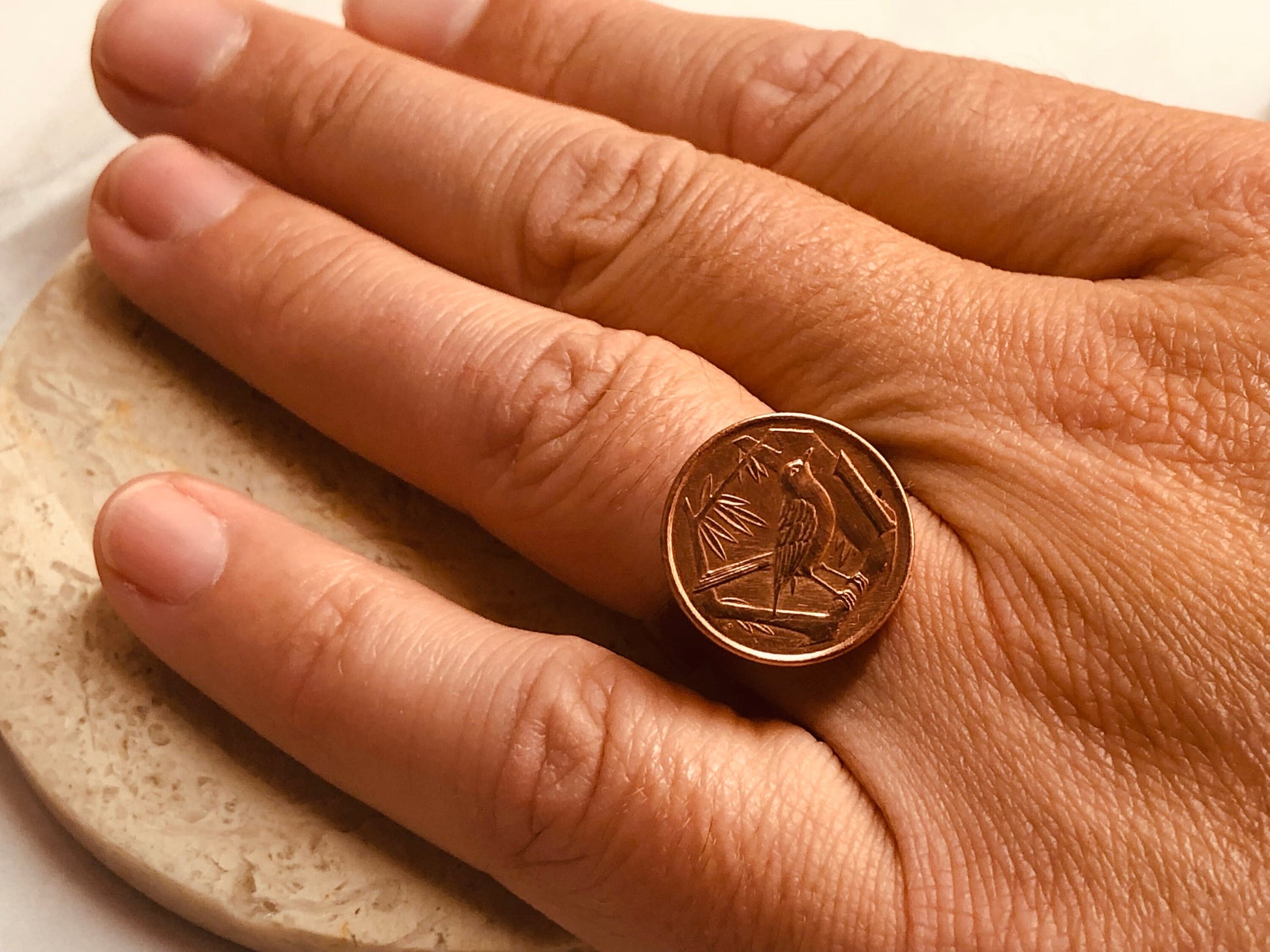 Cayman Island Coin Ring 1 Cent Adjustable Custom Vintage and Rare Coins Coin Enthusiast Fashion Accessory - Handmade