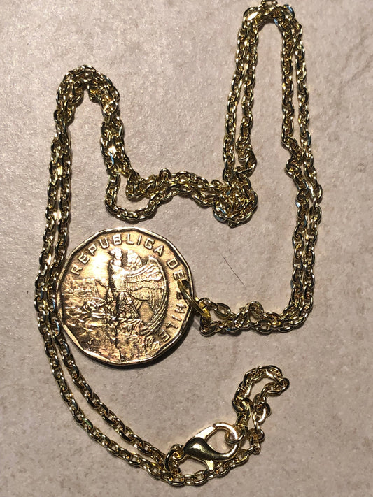 Chili Coin Necklace Challain 100 Pesos Pendant Vintage Rare Coins Coin Enthusiast Fashion Accessory Handmade