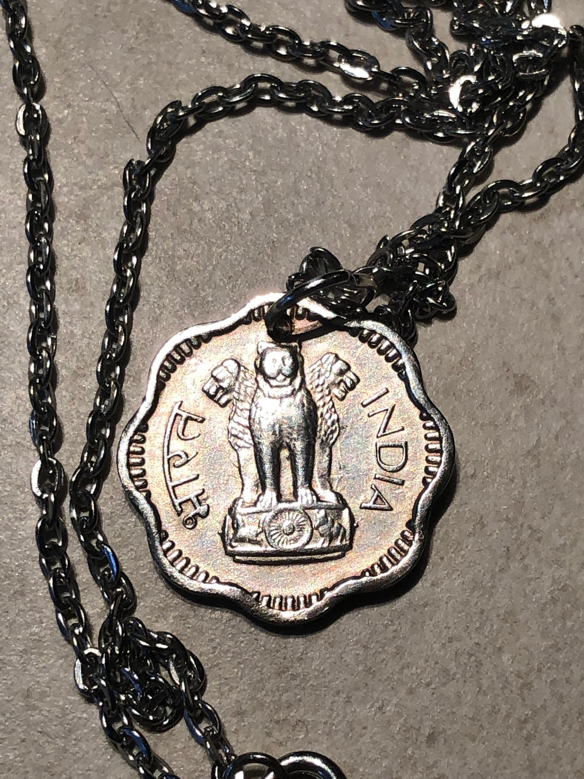 India Coin Necklace Indian East India 10 Annas Square Coin Pendant Vintage Rare Coins Coin Enthusiast Fashion Accessory Handmade