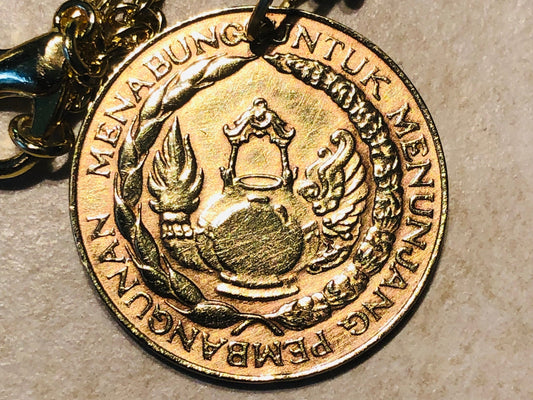 Indonesia Coin 10 Rupiah Necklace Coin Pendant Vintage Custom Made Rare coins - Coin Enthusiast Fashion Accessory