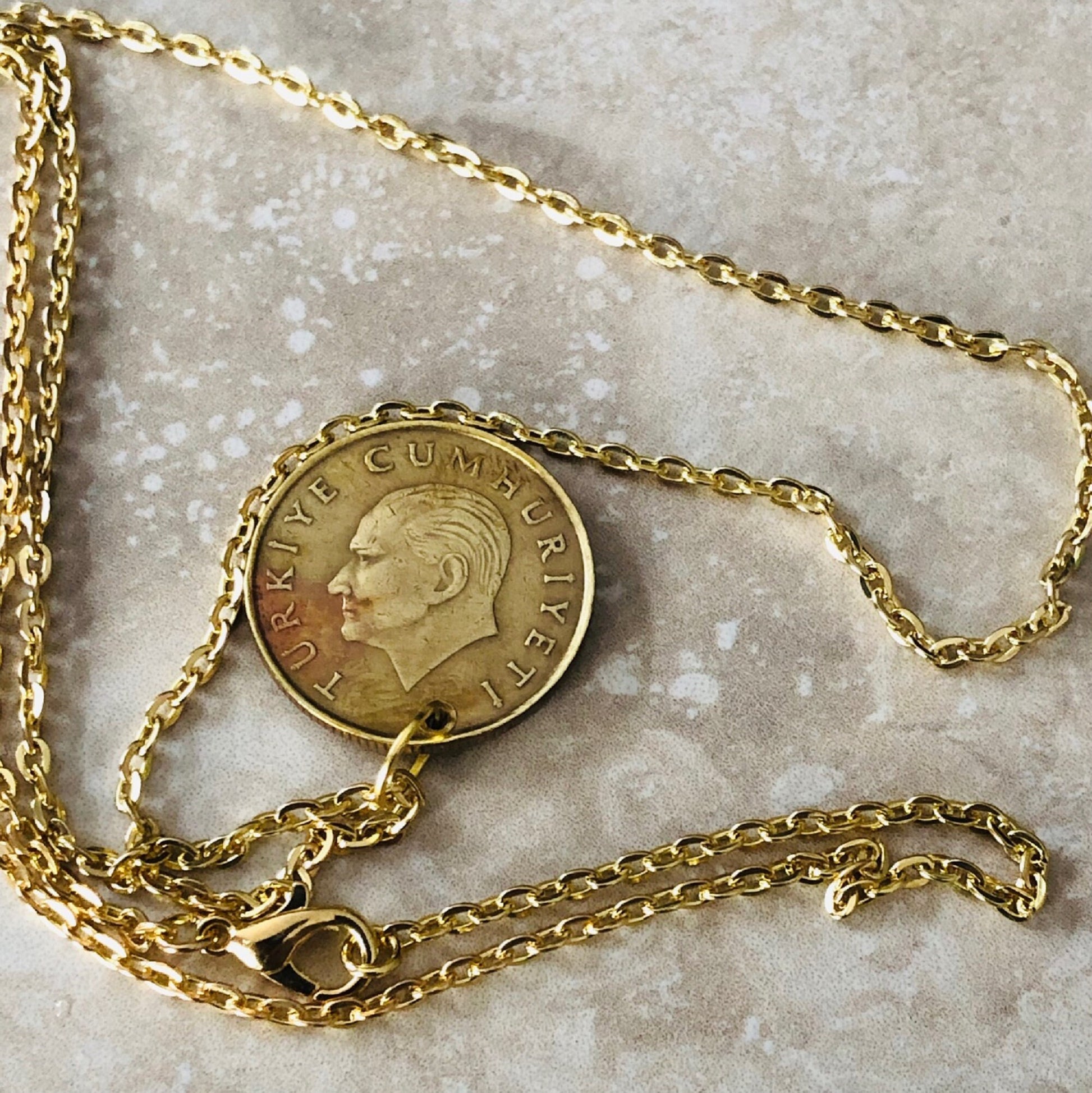 Turkey Coin Necklace Turkish 500 Lira Pendant Personal Old Vintage Handmade Jewelry Gift Friend Charm For Him Her World Coin Collector