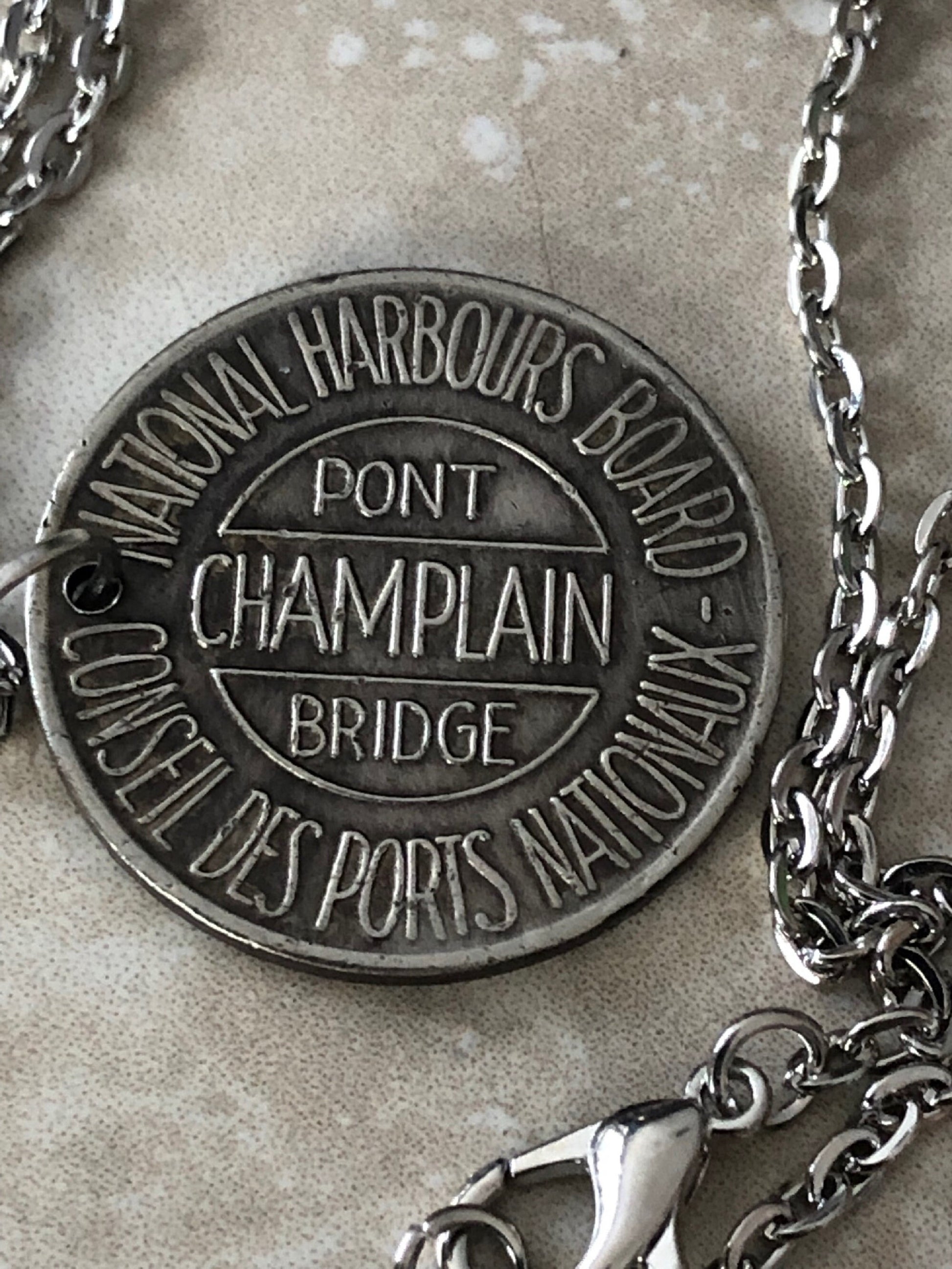 Token Coin Necklace Port Champlain Bridge Pendant Necklace National Harbours Board Vintage Custom Made Coin Enthusiast - Accessory Handmade