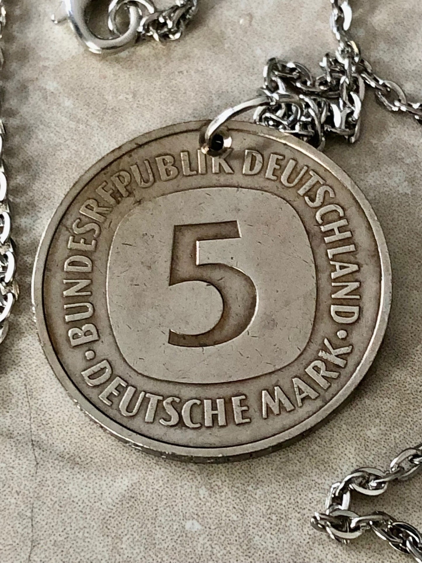 Germany Coin Pendant German 5 Deutsche Mark Coin Necklace Custom Charm Gift For Friend Coin Charm Gift For Him, Coin Collector, World Coins