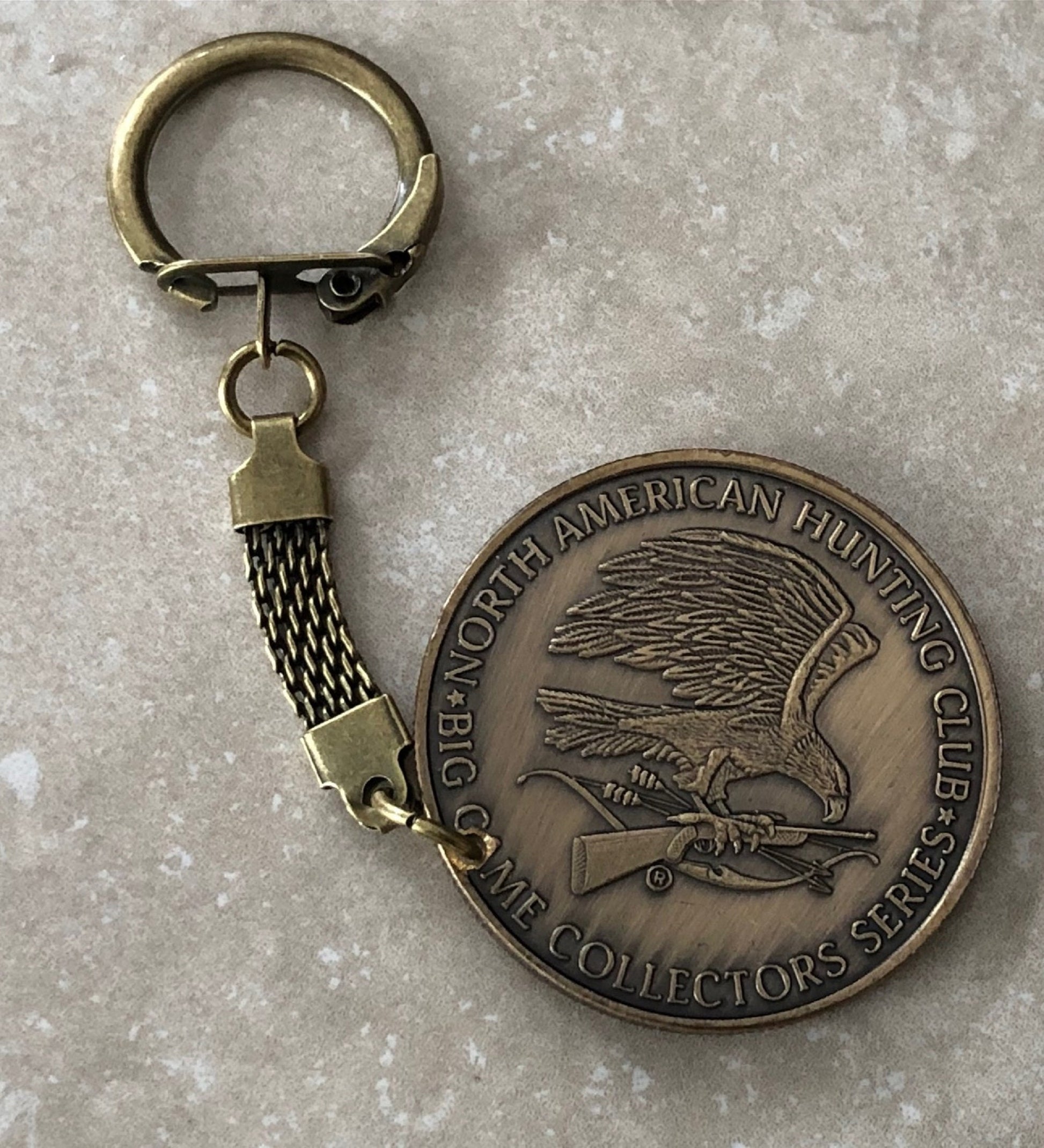 Coin Keychain North American Hunting Club NAHC Bear, Deer, Vintage One of a Kind Rare Find Vintage Handmade
