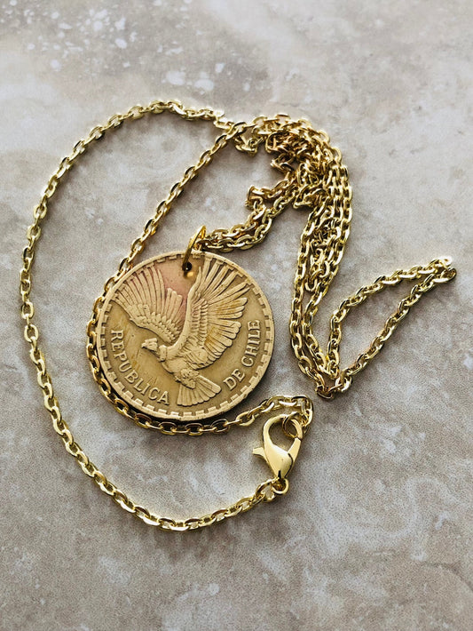 Chili Coin Necklace Challain 10 Centesimos Pendant Vintage Rare Coins Coin Enthusiast Fashion Accessory Handmade