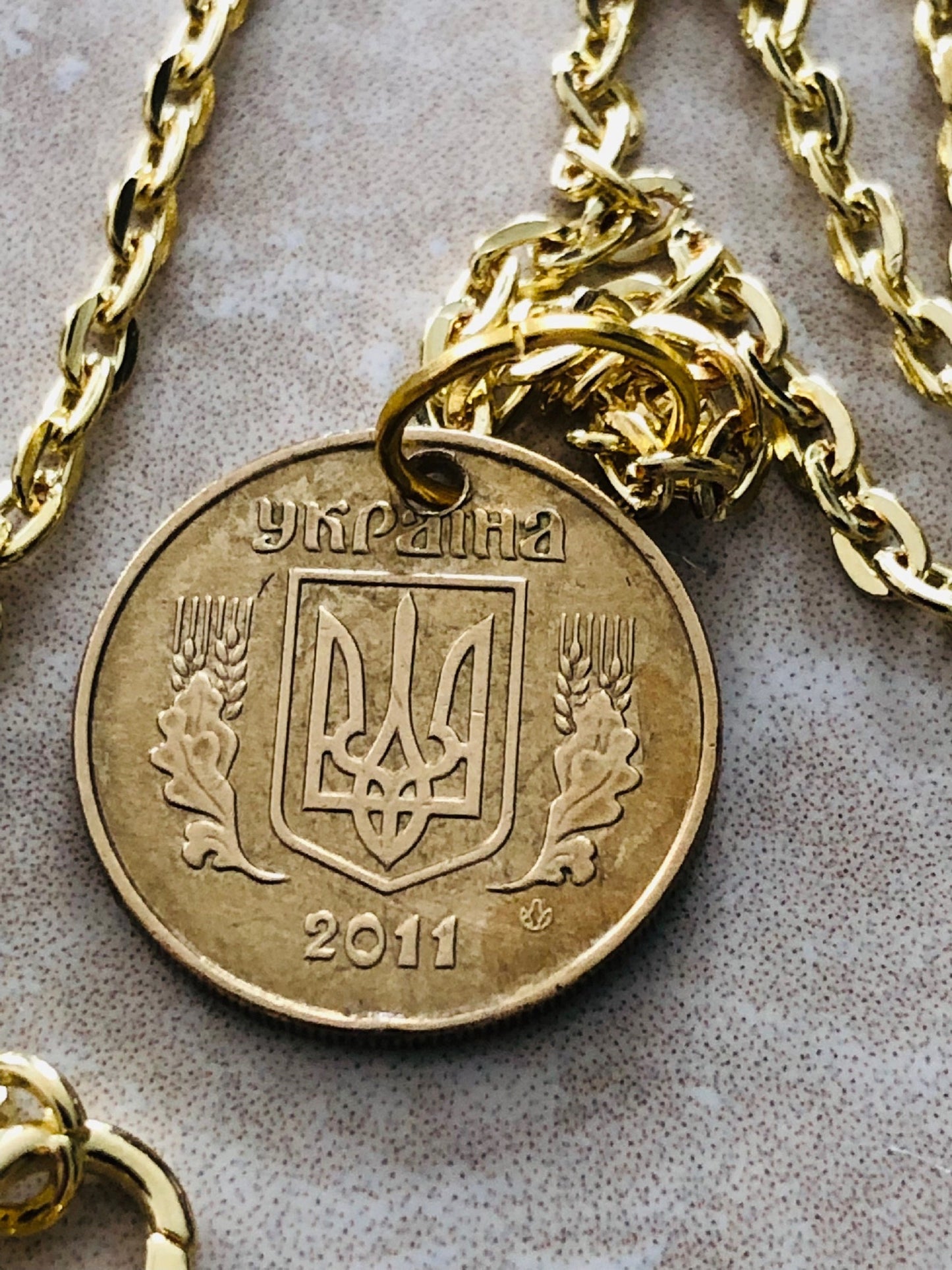 Ukraine Coin Necklace 10 Konihok Ukrainian Coin Pendant Vintage Necklace Custom Made Rare coins - Coin Enthusiast - Fashion Accessory