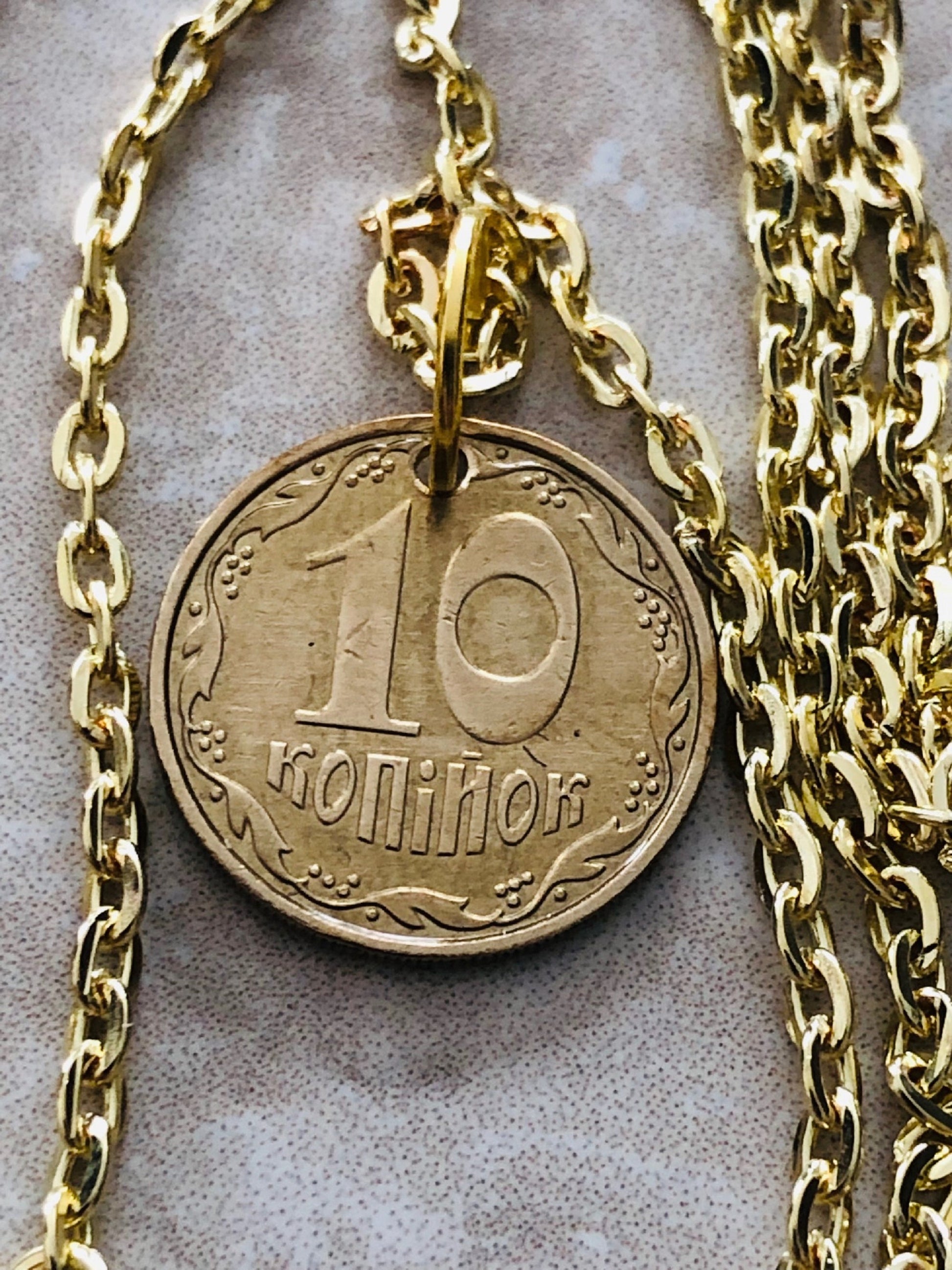 Ukraine Coin Necklace 10 Konihok Ukrainian Coin Pendant Vintage Necklace Custom Made Rare coins - Coin Enthusiast - Fashion Accessory
