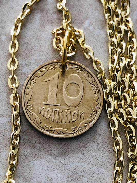 Ukraine Coin Necklace 10 Konihok Ukrainian Coin Pendant Vintage Necklace Custom Made Rare coins - Coin Enthusiast - Fashion Accessory