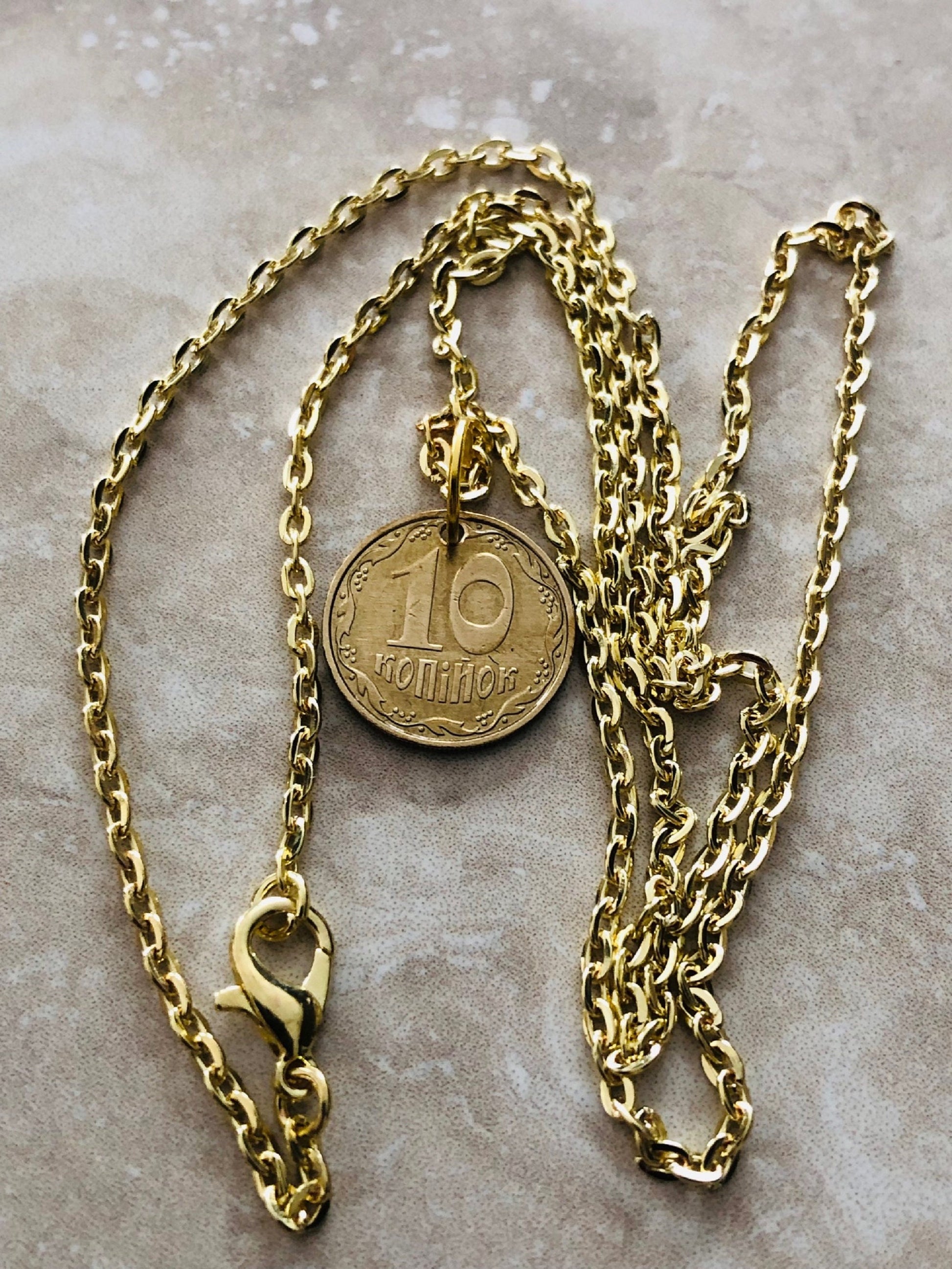 Ukraine Coin Necklace 10 Konihok Ukrainian Coin Pendant Vintage Necklace Custom Made Rare coins - Coin Enthusiast - Fashion Accessory