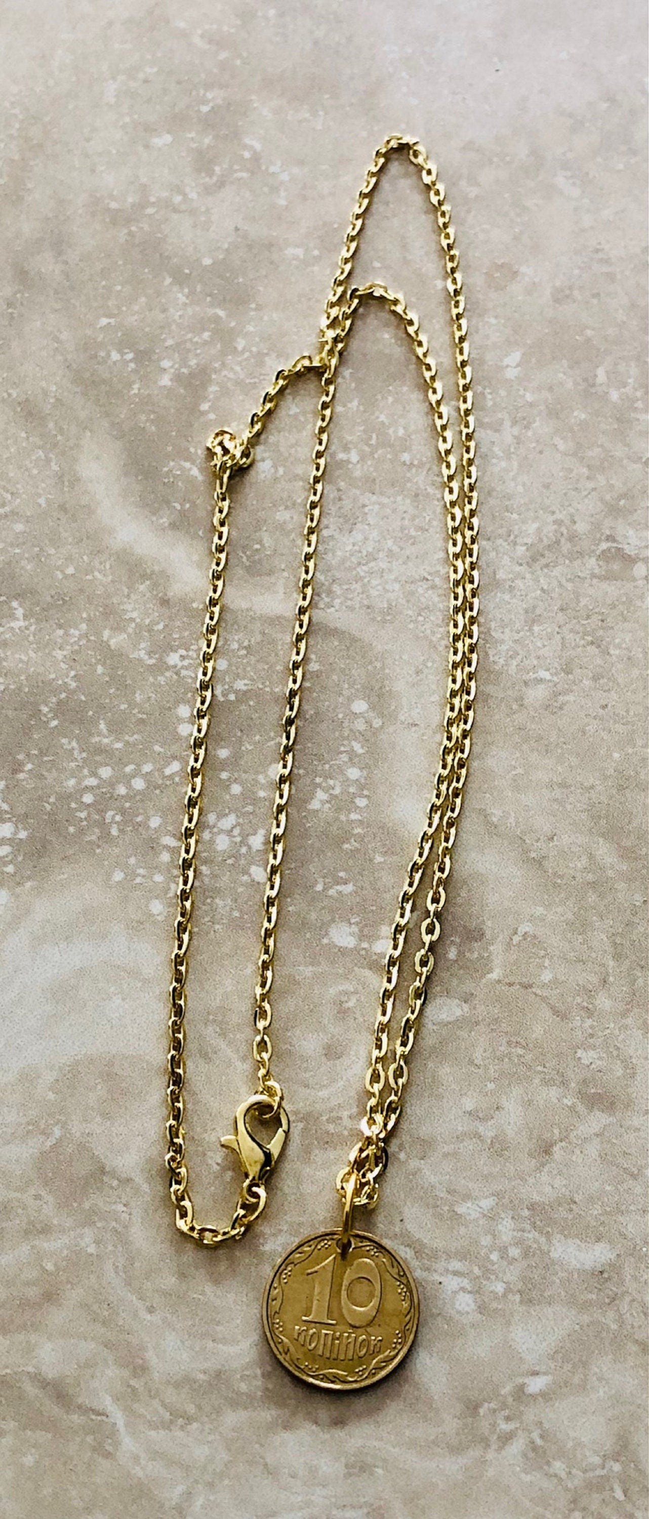 Ukraine Coin Necklace 10 Konihok Ukrainian Coin Pendant Vintage Necklace Custom Made Rare coins - Coin Enthusiast - Fashion Accessory