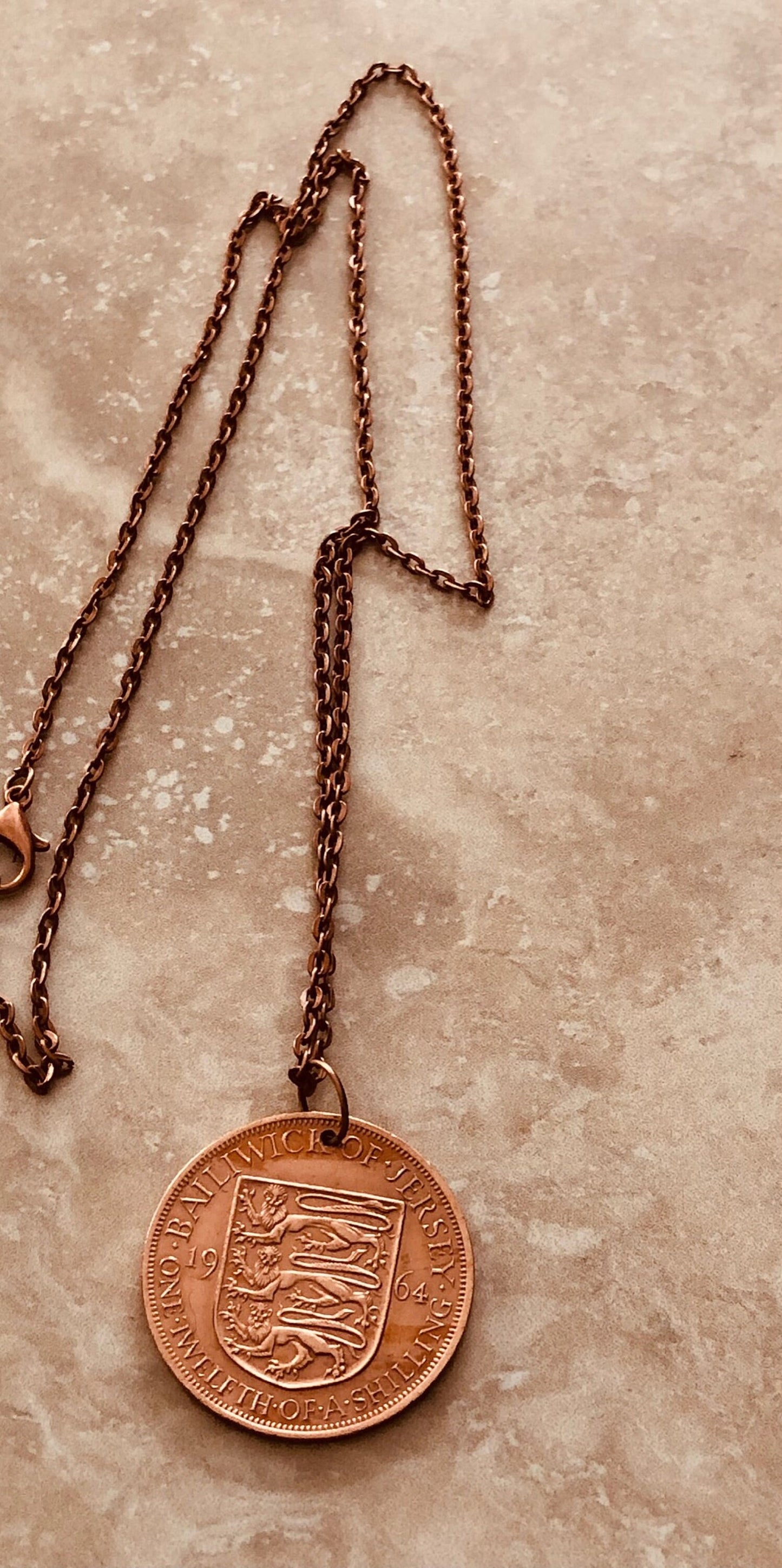 Bailiwick of Jersey Coin Shilling Necklace Pendant Custom Made Vintage and Rare coins - Coin Enthusiast - Fashion Accessory